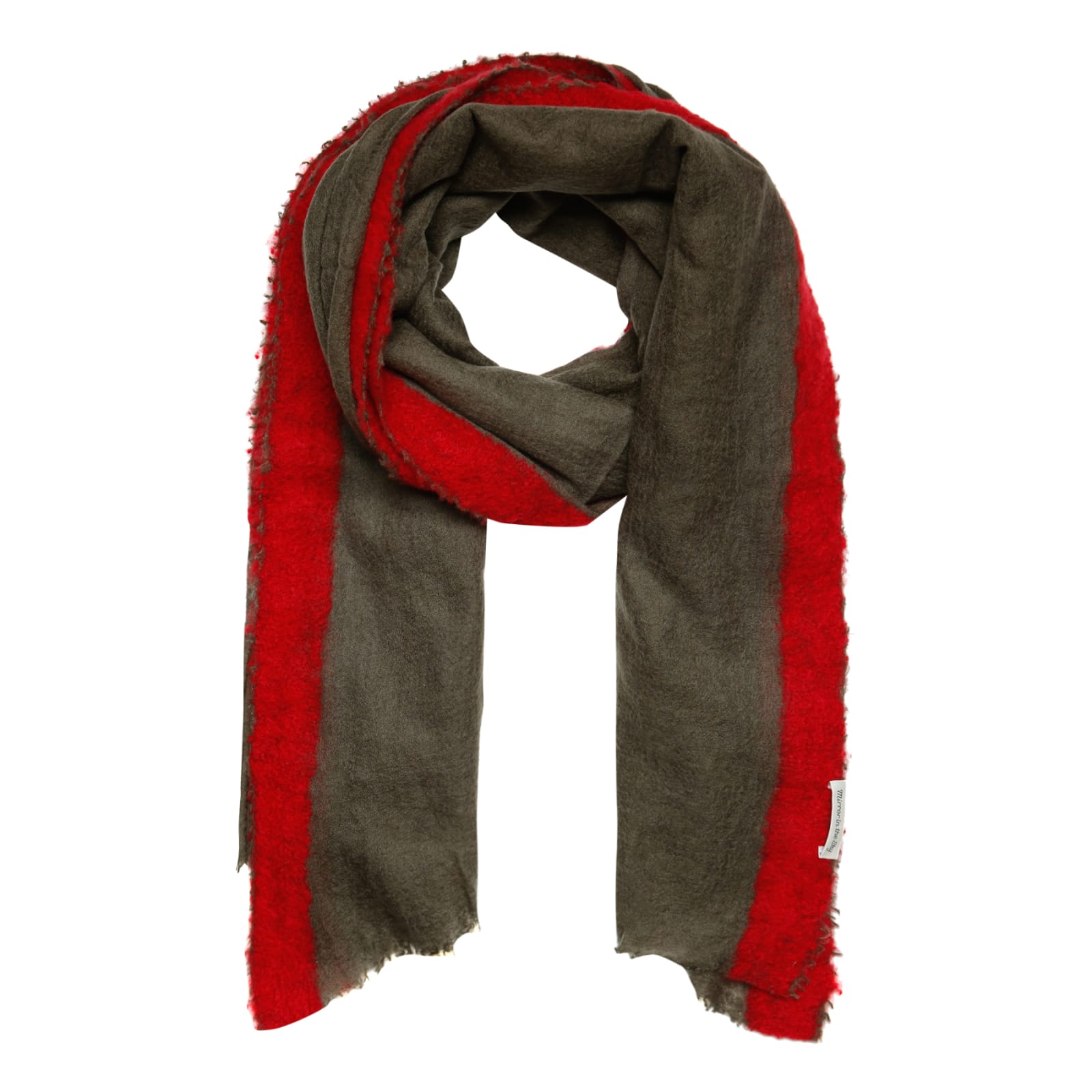 Mirror in the Sky Taupe And Red Cashmere Scarf