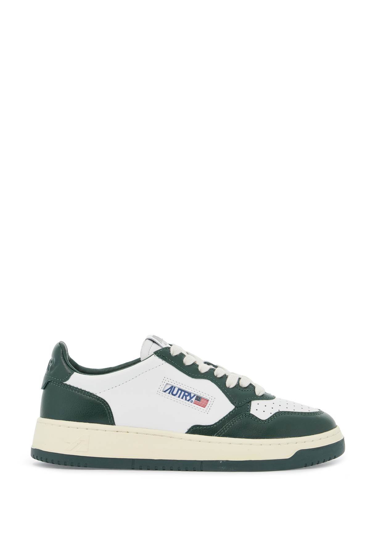 Autry Medalist Frayed-trim Leather Sneakers In Green