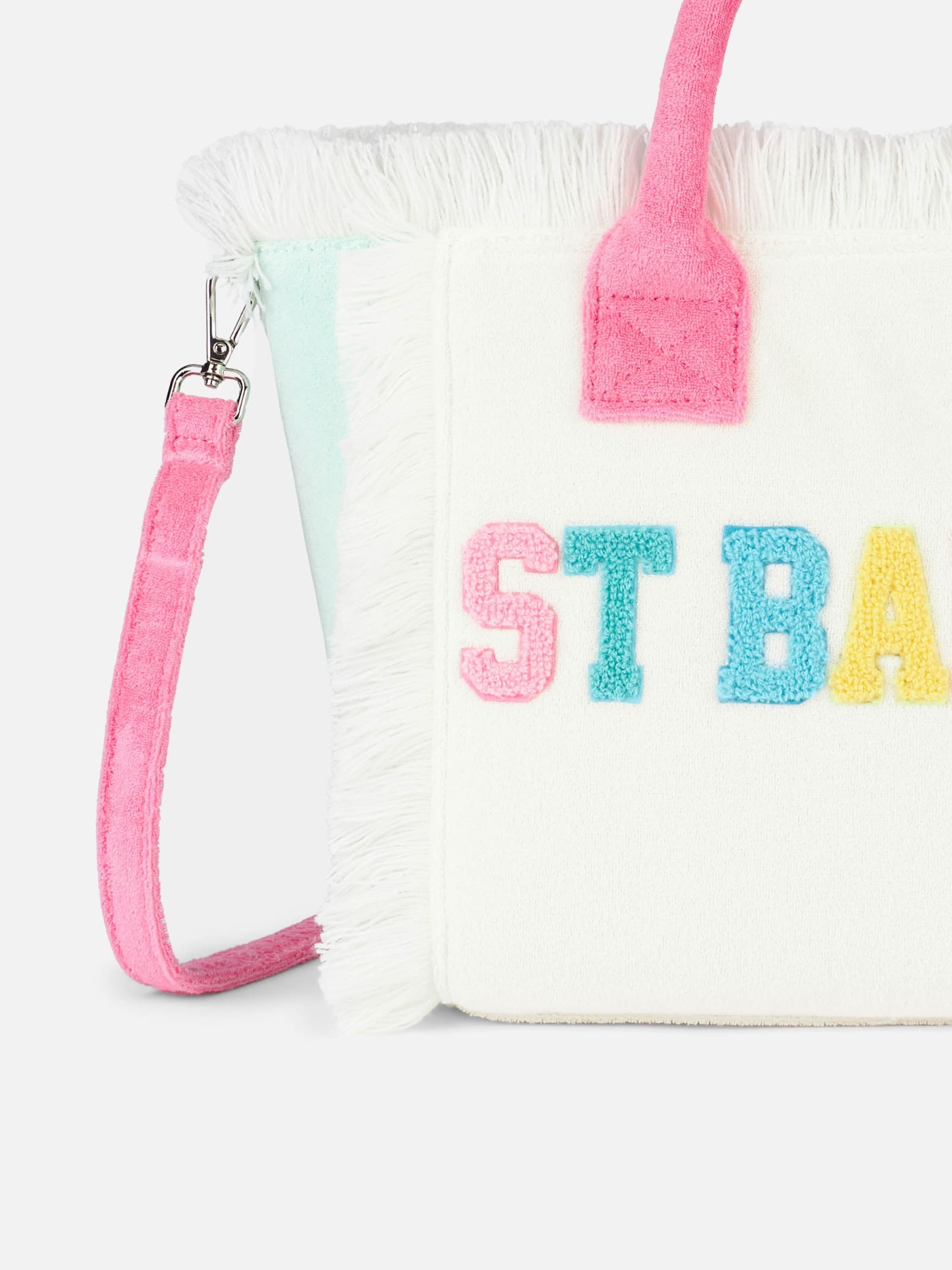 Mc2 Saint Barth Terry Multicolor Patch Colette Sponge Handbag In White