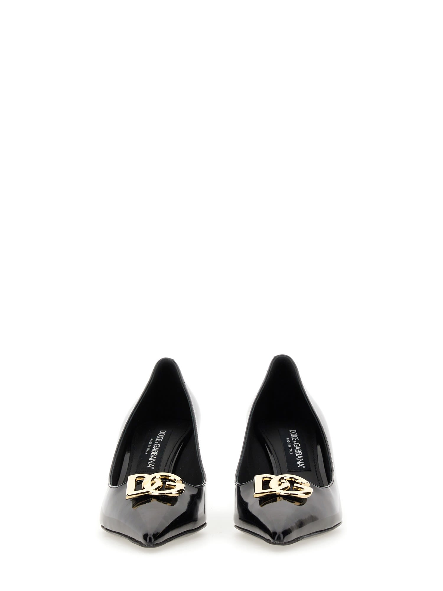 Dolce & Gabbana Pointed Toe Leather Pumps With Stiletto Heel In Black