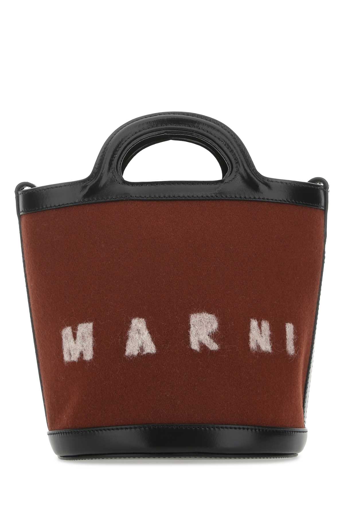 Marni Two-tone Felt And Leather Tropicalia Bucket Bag