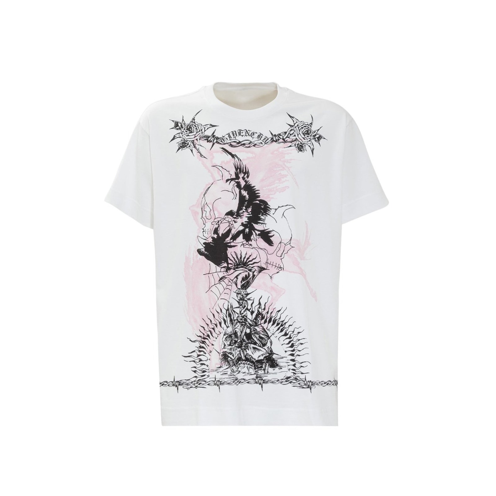 Shop Givenchy Printed Cotton T-shirt In White