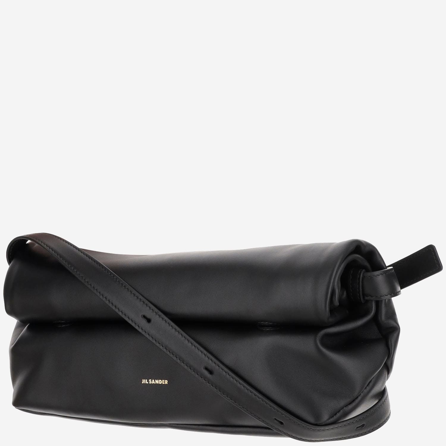 Shop Jil Sander Small Rollup Shoulder Bag In Black