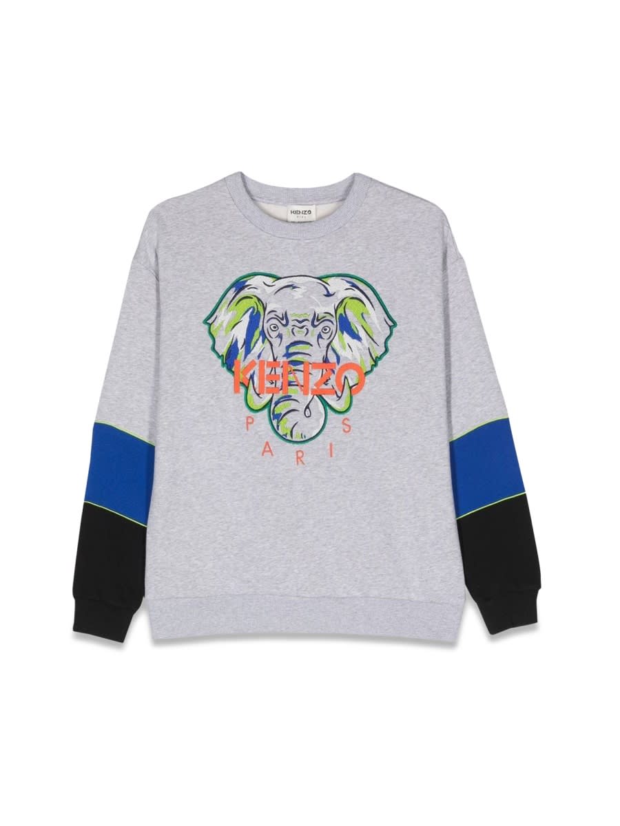 Kenzo Kids' Elephant Crewneck Sweatshirt In Grey