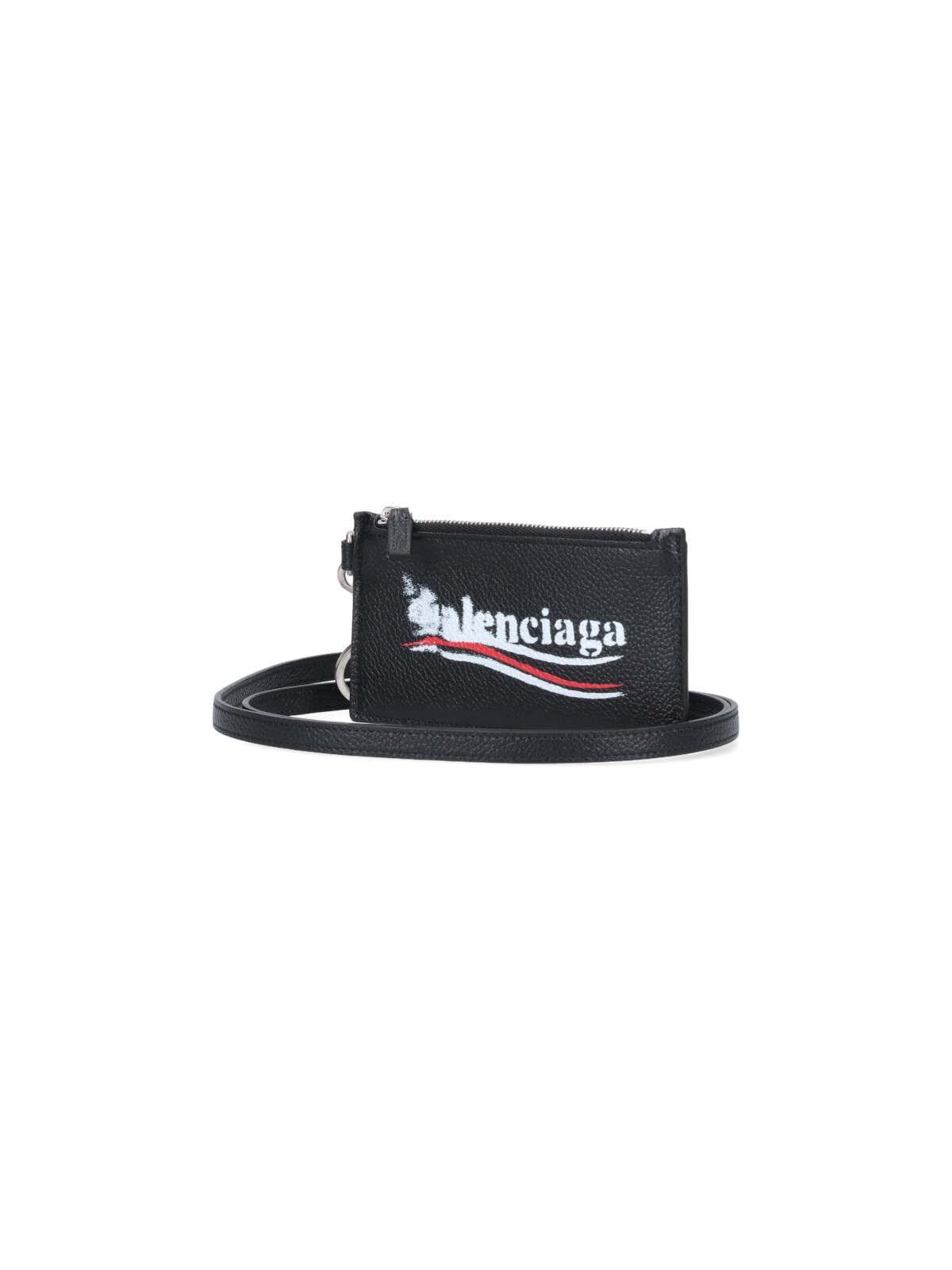 Shop Balenciaga Cash Keyring Card Holder In Black