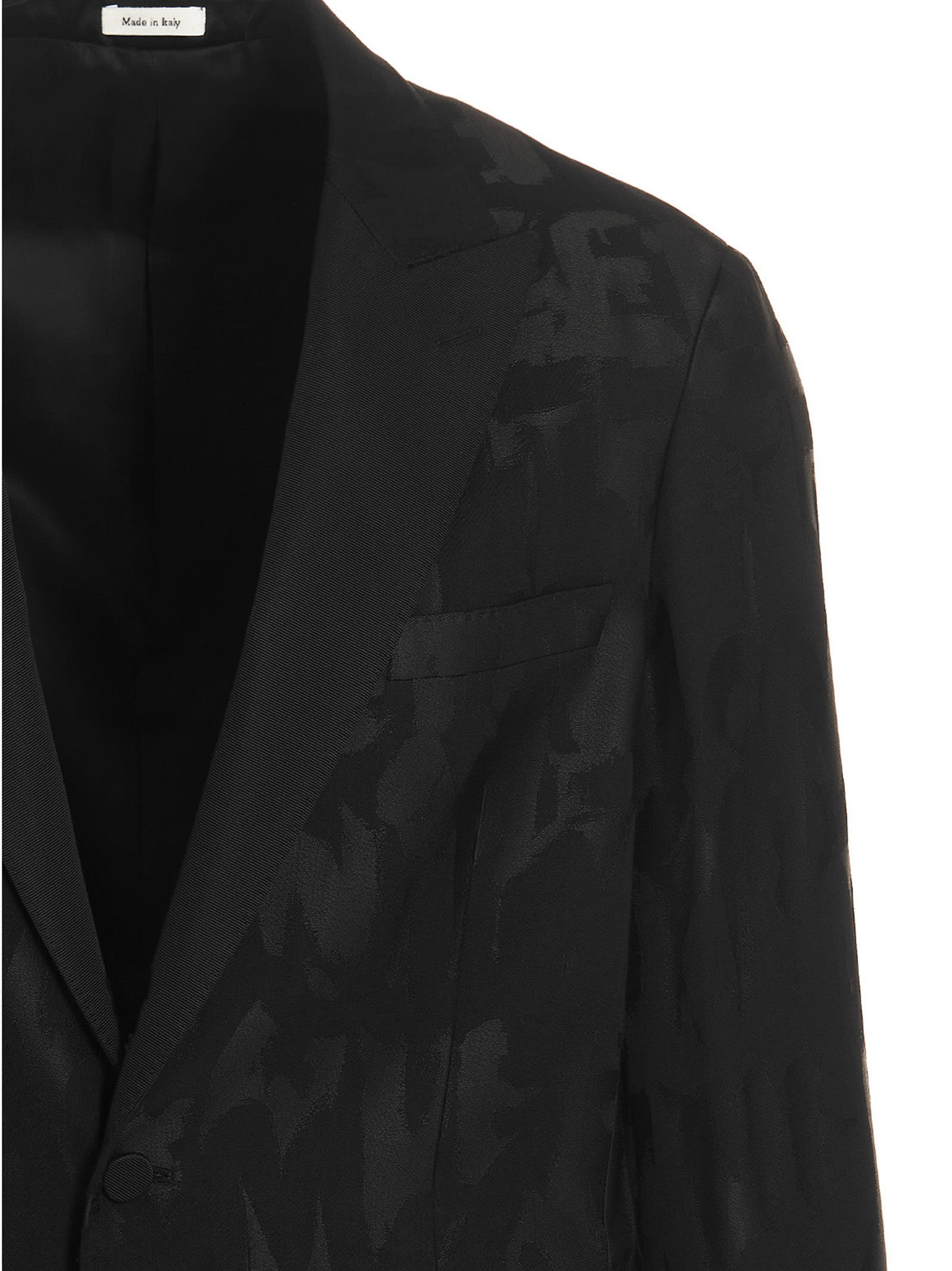 Shop Alexander Mcqueen Jacquard Logo Blazer Jacket In Black