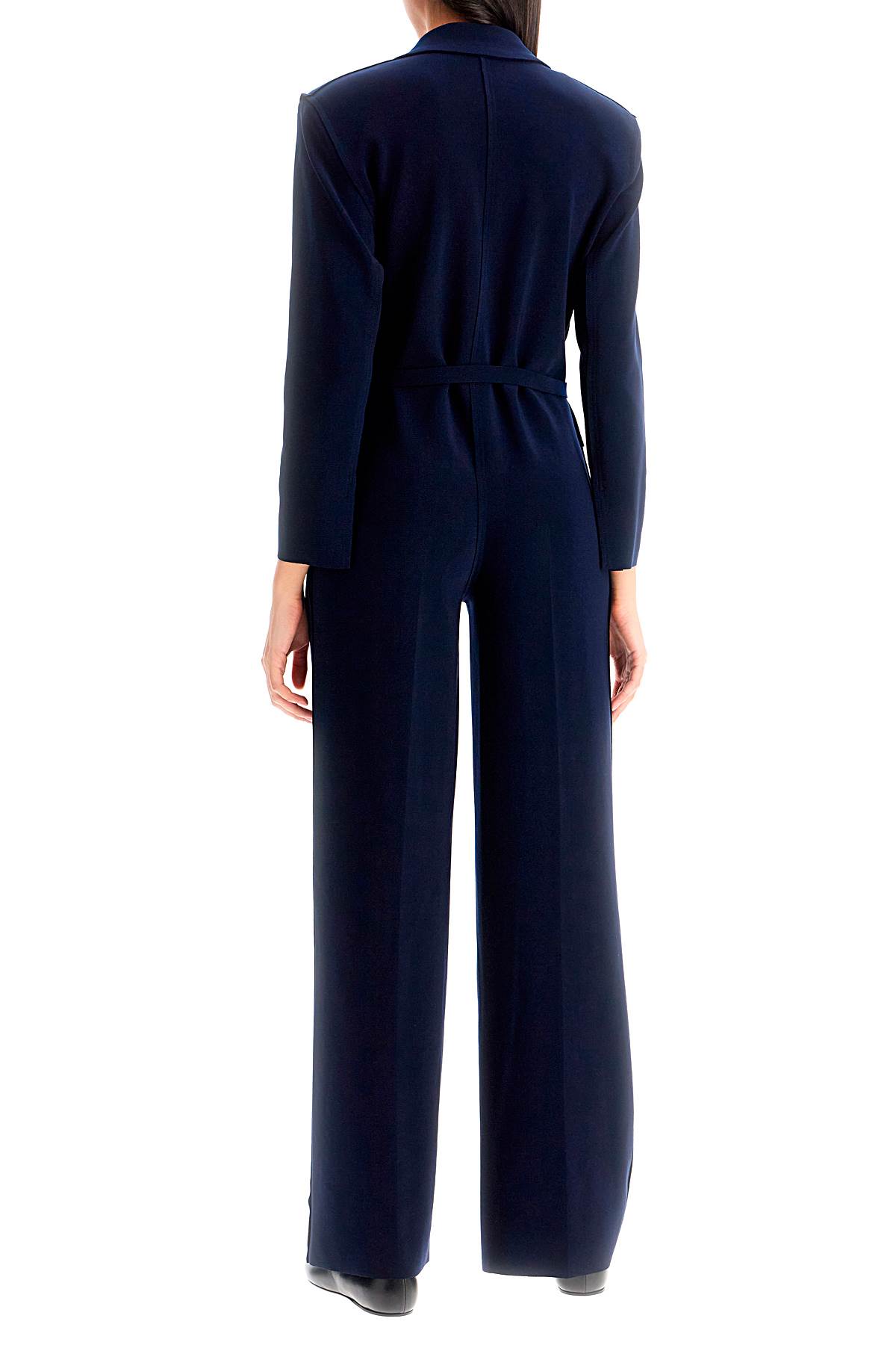 Shop Norma Kamali Double-breasted Straight Leg Jumpsuit In True Navy (blue)