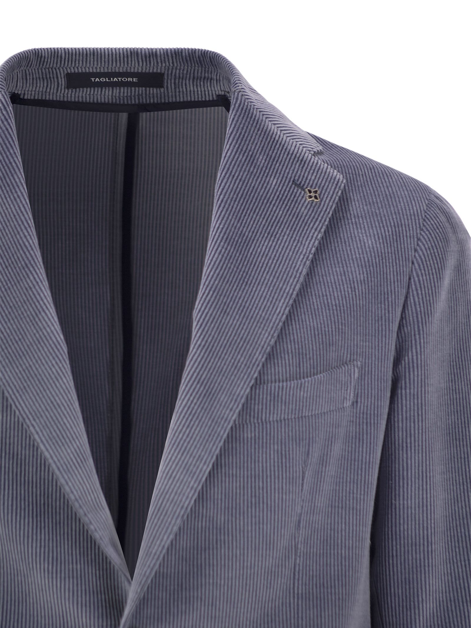 Tagliatore Ribbed Cotton And Cashmere Suit In Blue