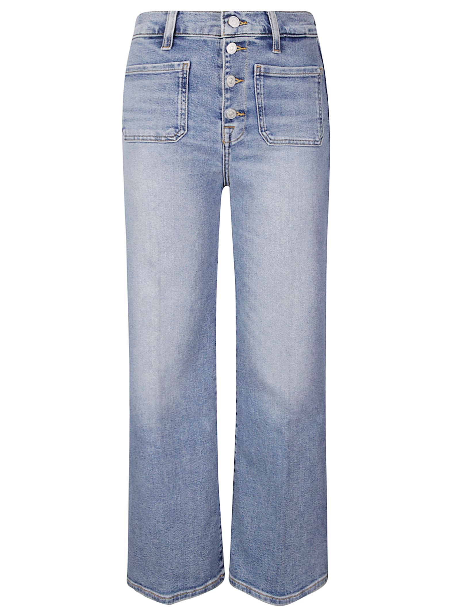 7 For All Mankind Ultra High Rise Cropped Jo Fancy With Exposed Butt In Blue