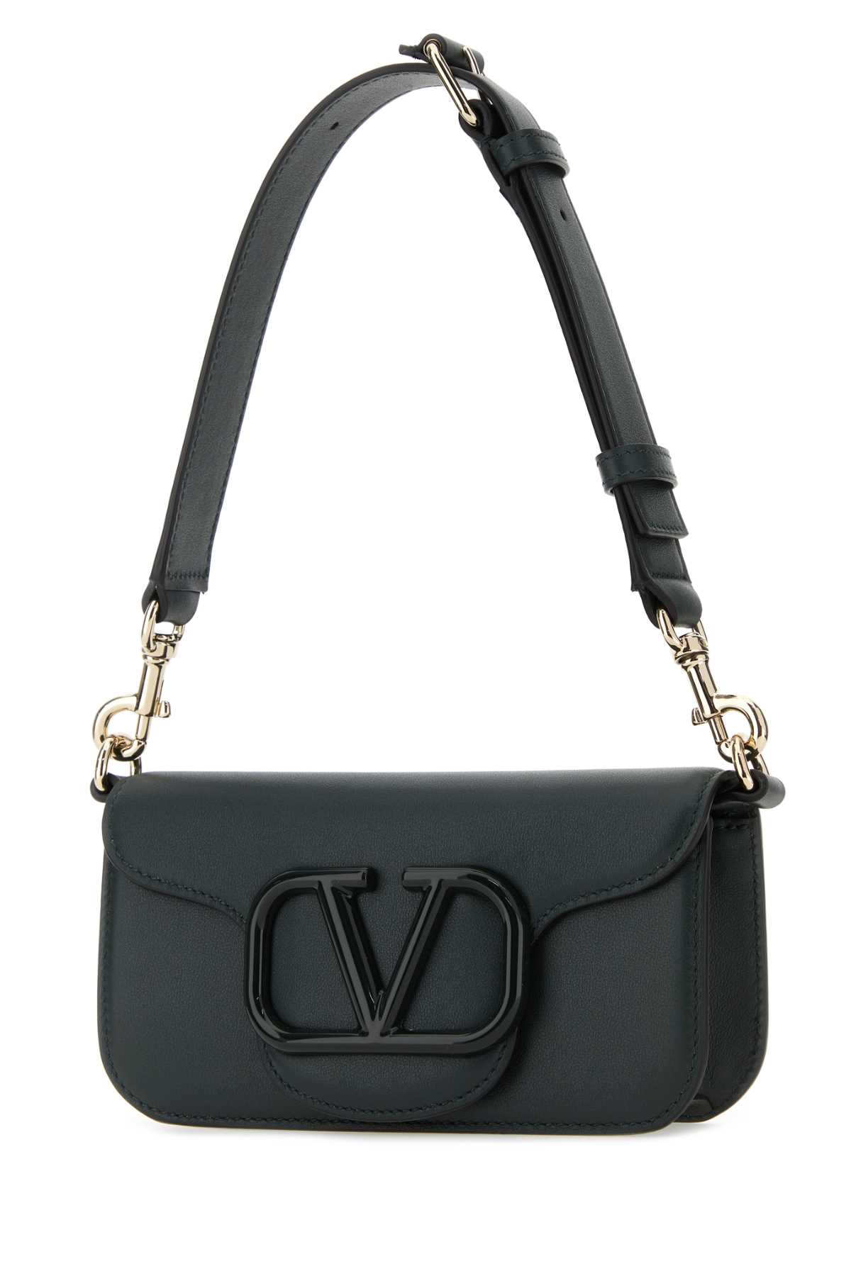 Shop Valentino Dark Green Leather Mini Locã² Shoulder Bag In Mountainview