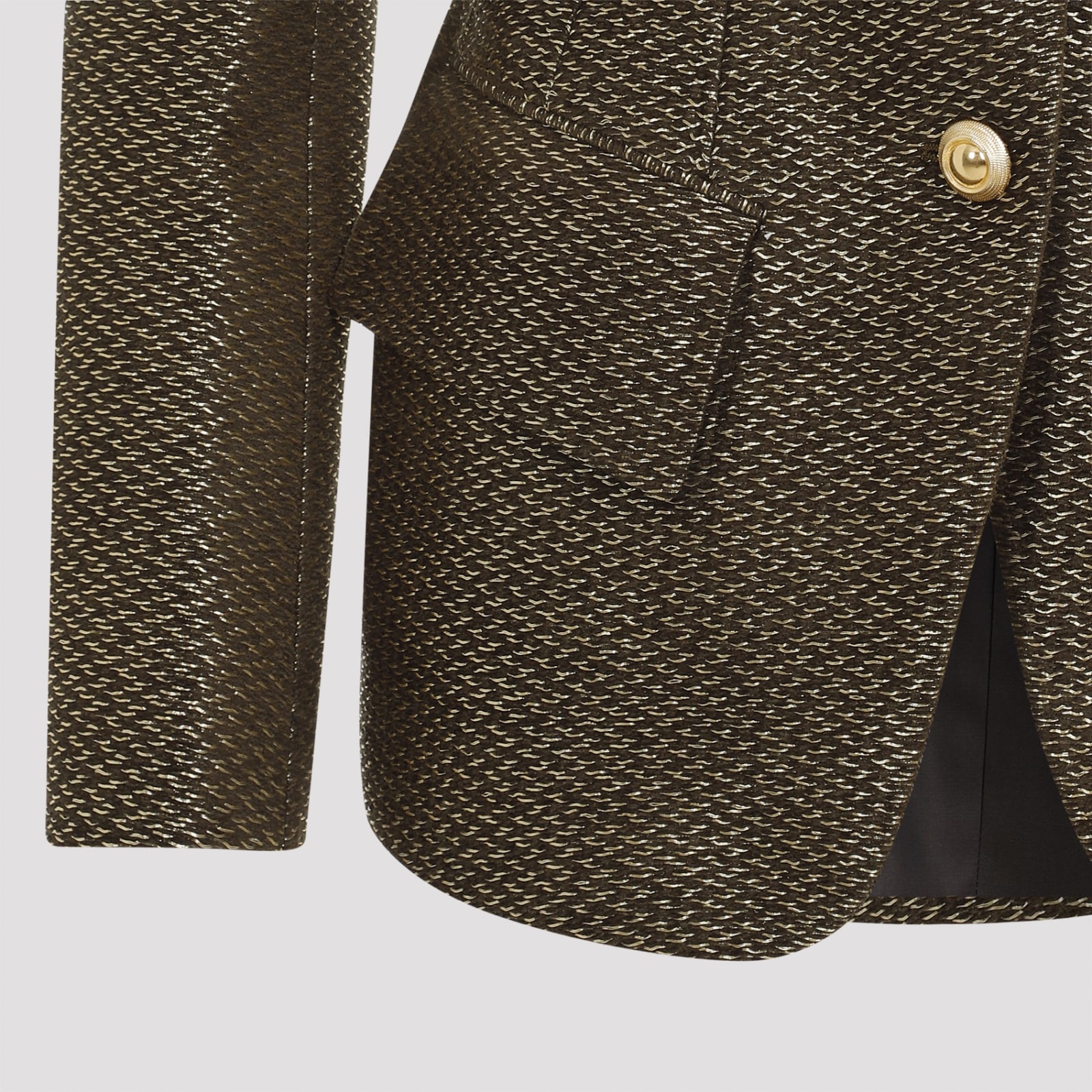 Shop Tom Ford Boucle Single Breasted Jacket In Zoliv Multi Olive