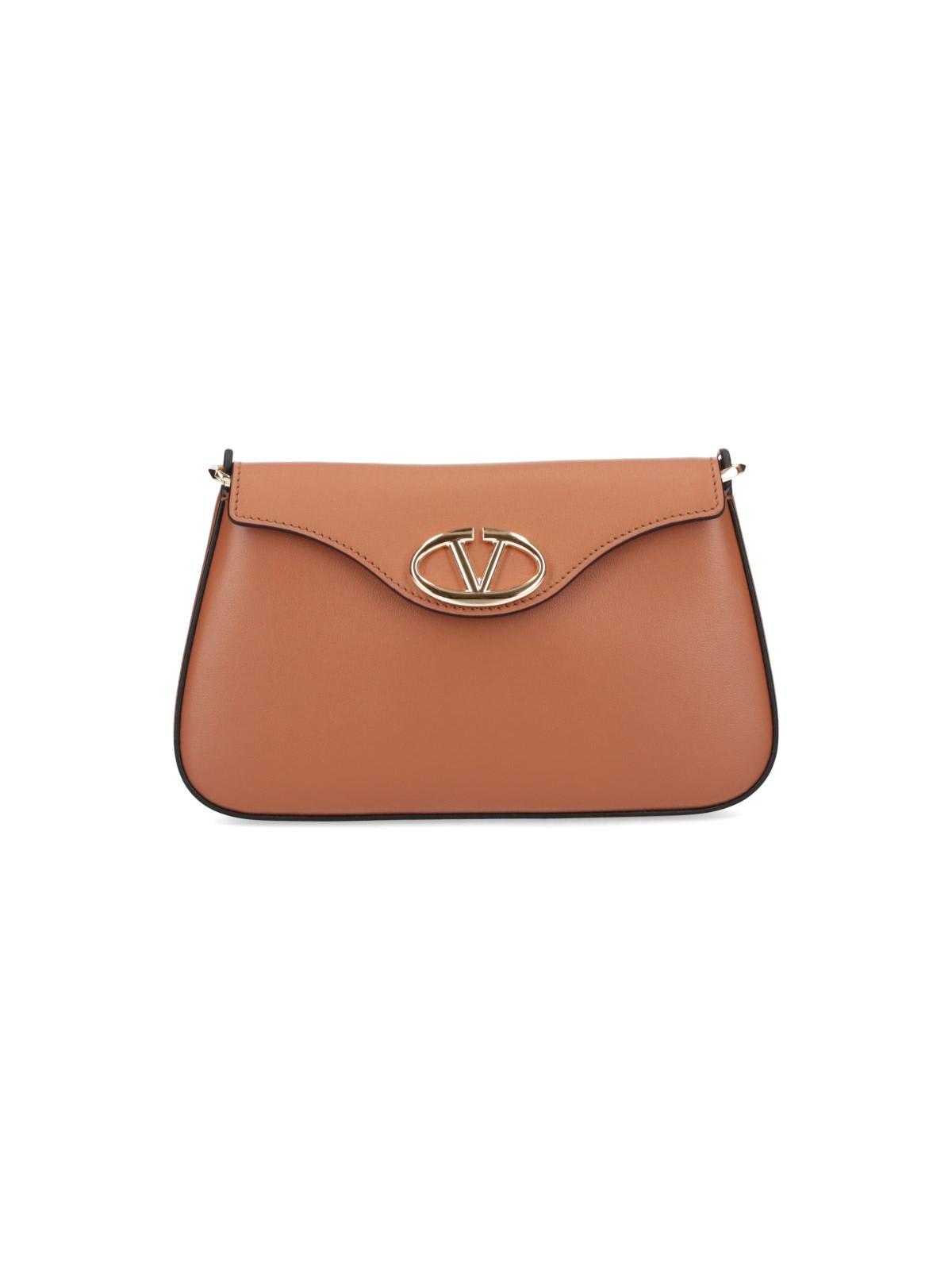 Shop Valentino Vlogo Signature Crossbody Bag In Leather Brown