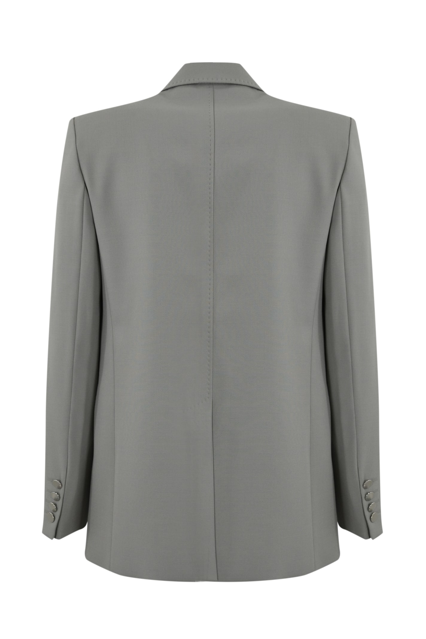Max Mara Edicola Blazer In Wool Crepe Satin In Grigio Acciao