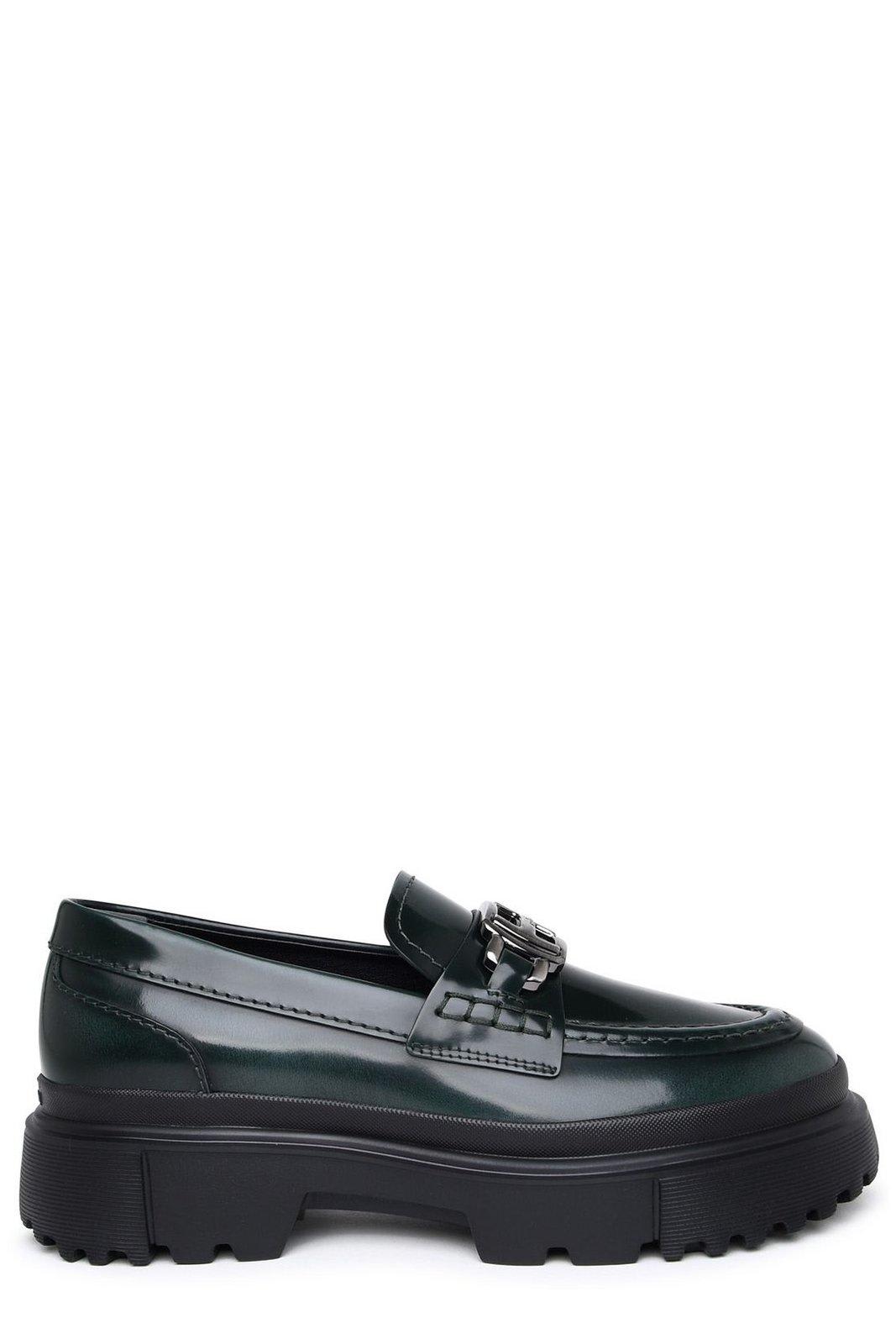 Shop Hogan H629 Slip-on Loafers In Green