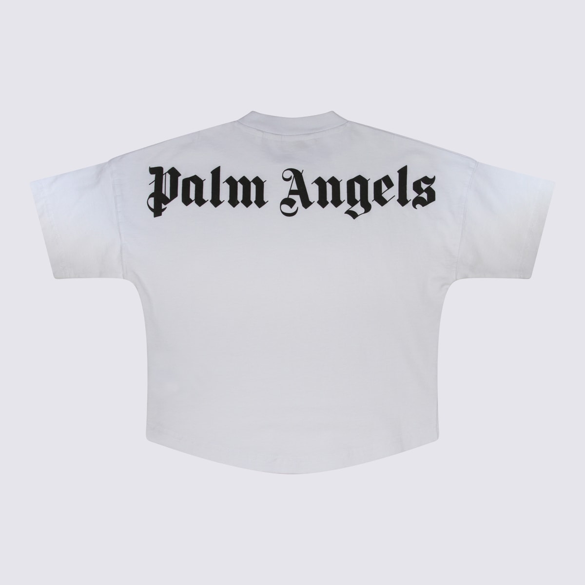 Shop Palm Angels Whtie And Black Cotton Logo Cropped T-shirt In White