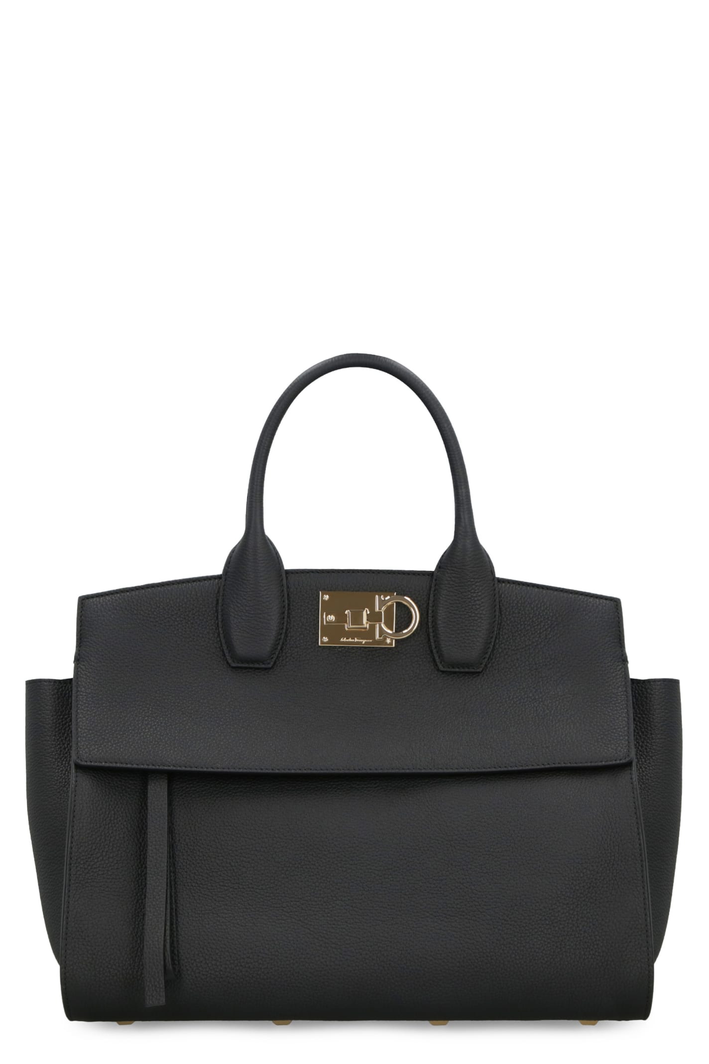 Shop Ferragamo Studio Soft Leather Handbag In Black