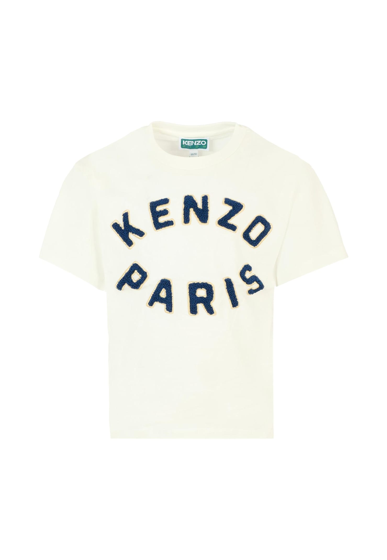 Kenzo Embroidered Logo Unisex Cotton T-shirt In White
