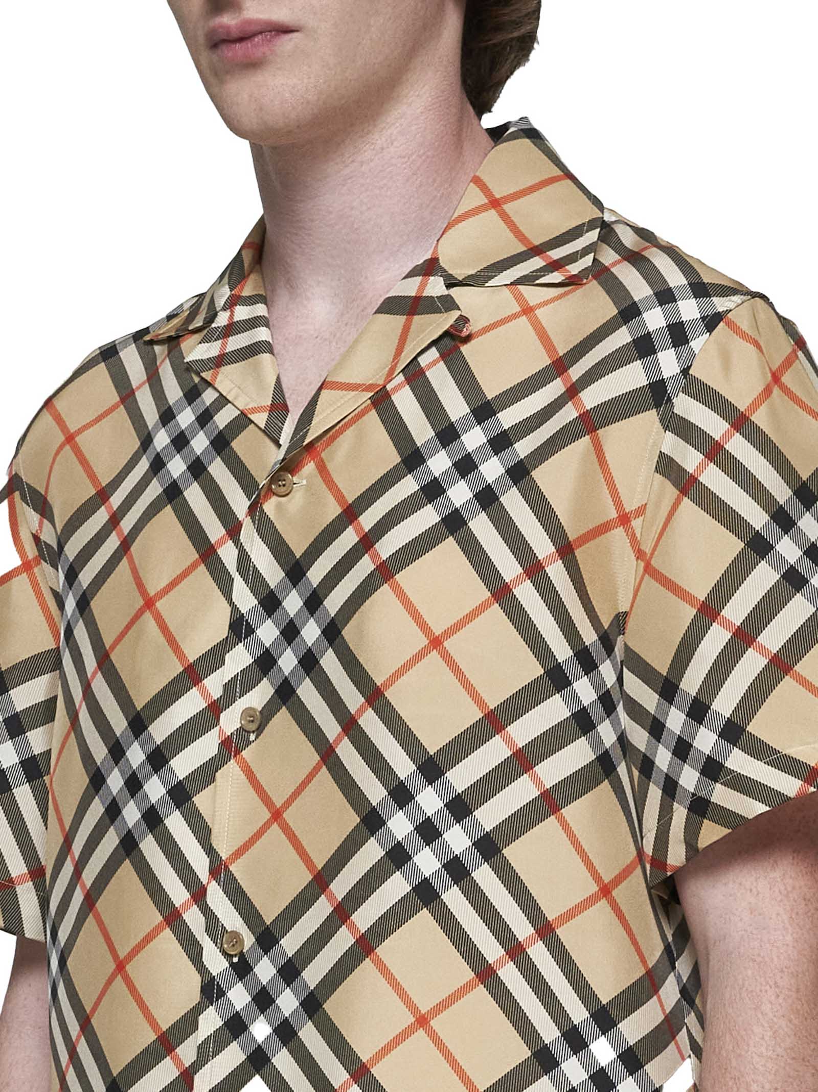 Shop Burberry Shirt In Sand Ip Check