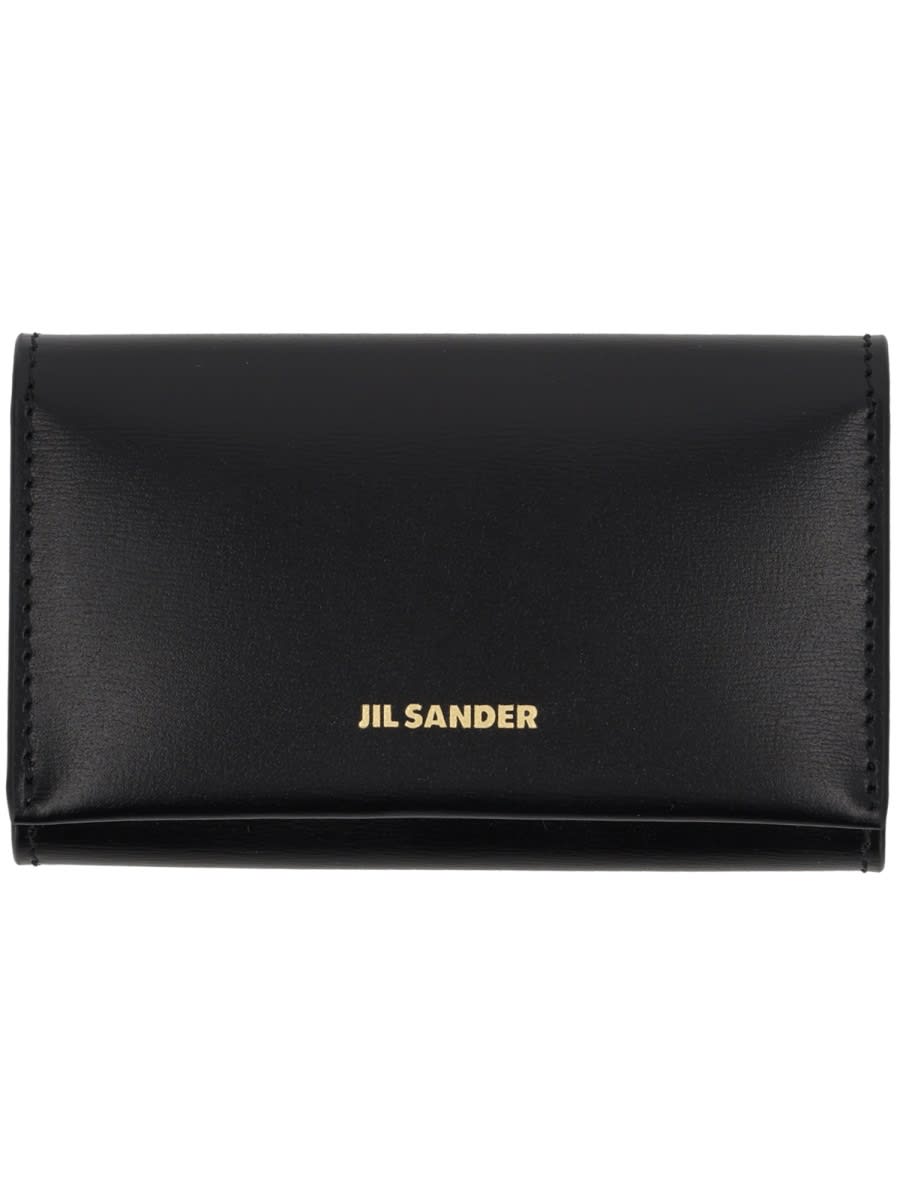 Jil Sander Leather Keychain Clutch Bag In Black