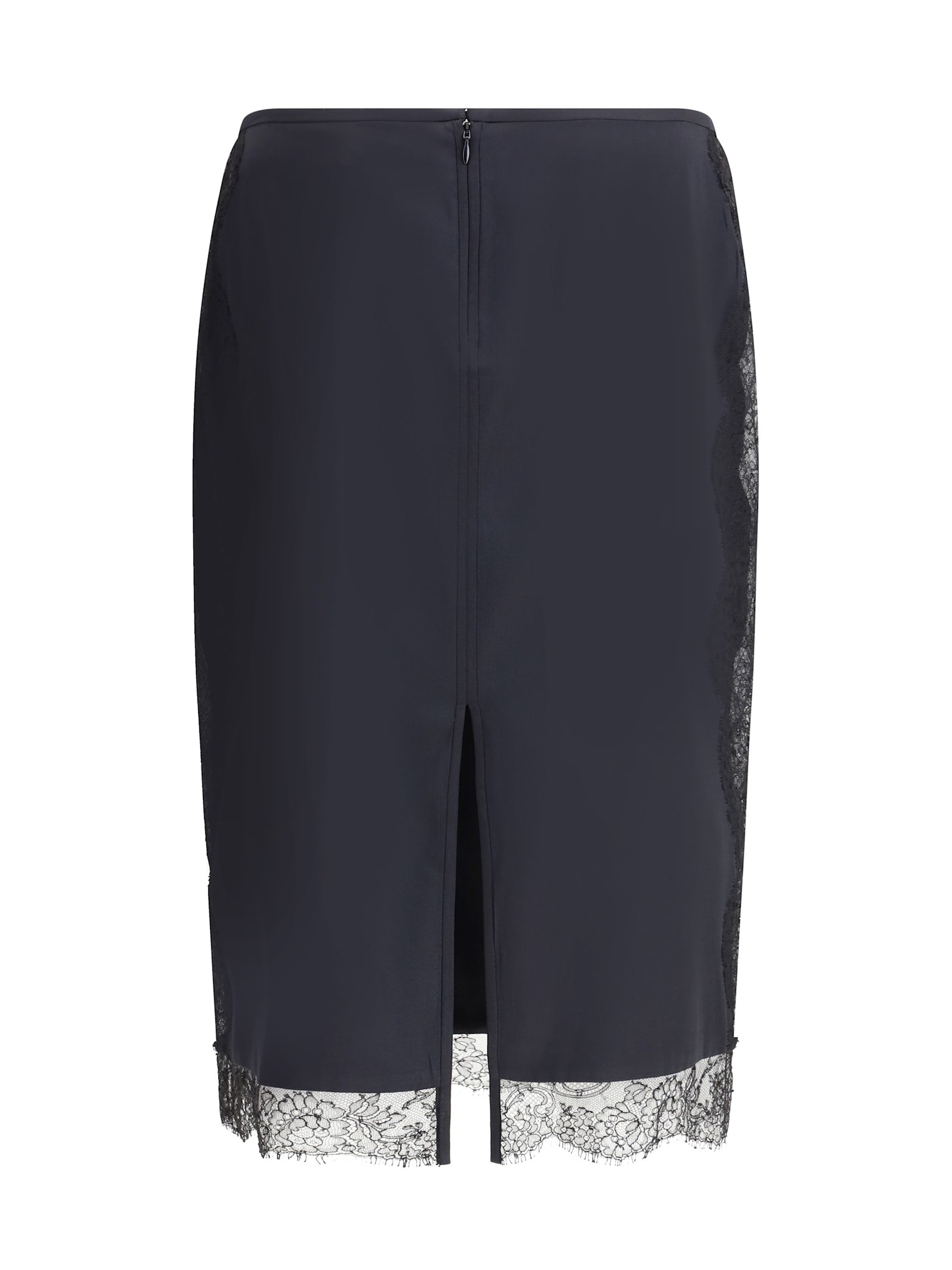 Tom Ford Women Silk Skirt With Lace Inserts In Black