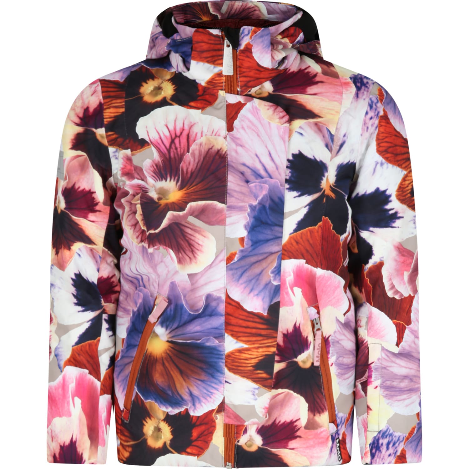 Molo Multicolor Jacket For Girl With Floral Print