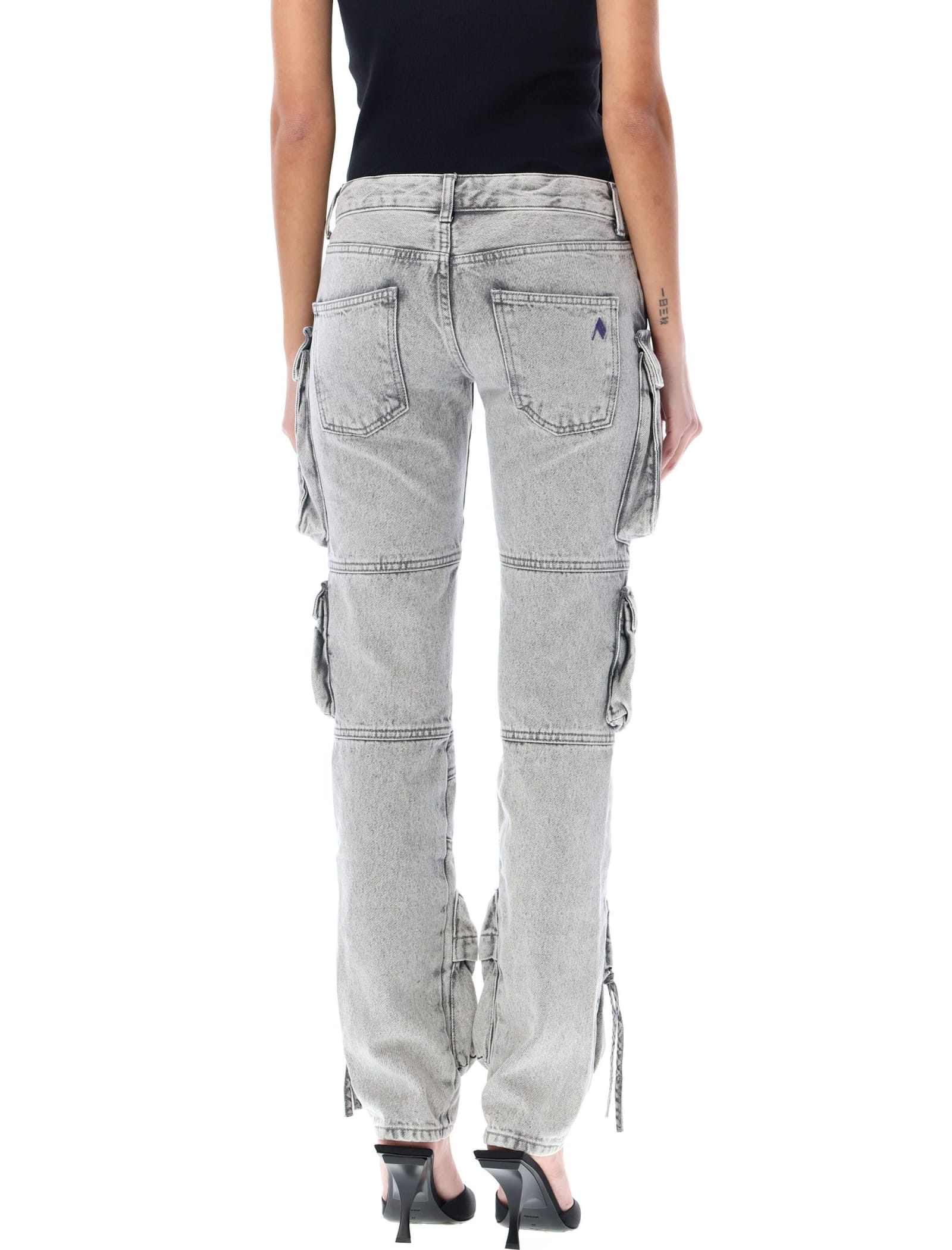 Shop Attico Essie Cargo Jeans In Light Grey