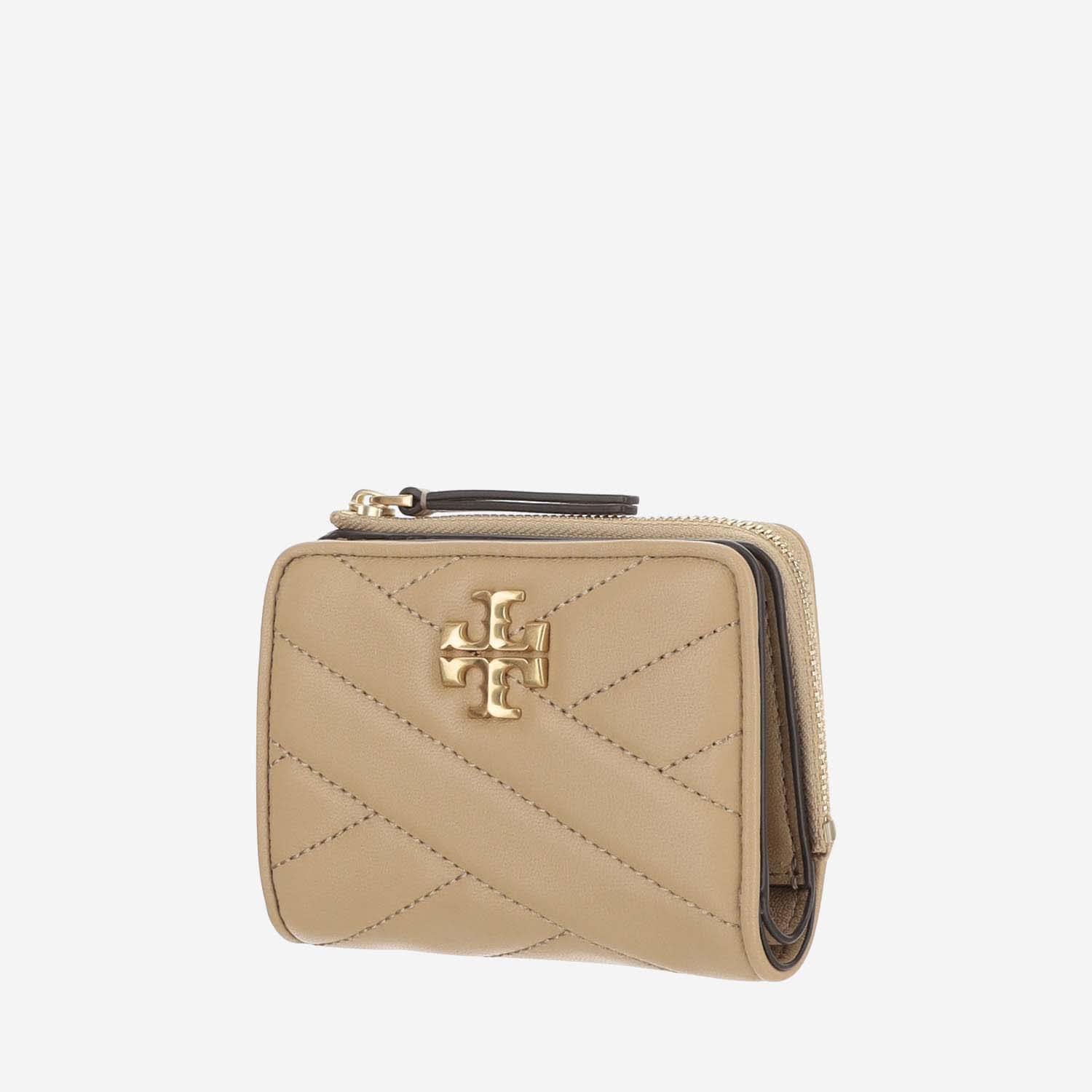 Shop Tory Burch Kira Chevron Double Wallet In Beige