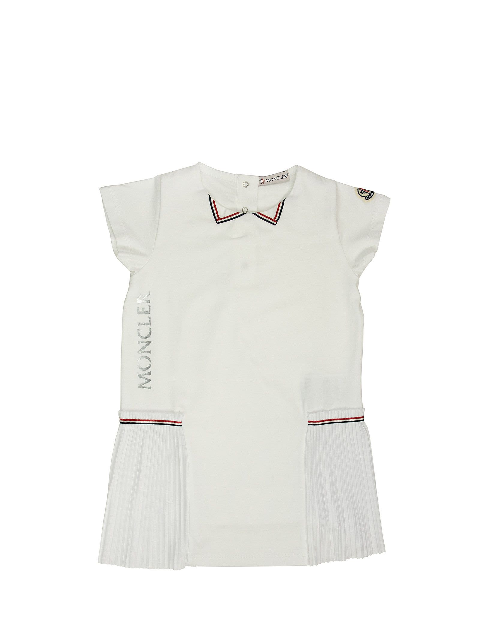Moncler Short Dress In Cotton White