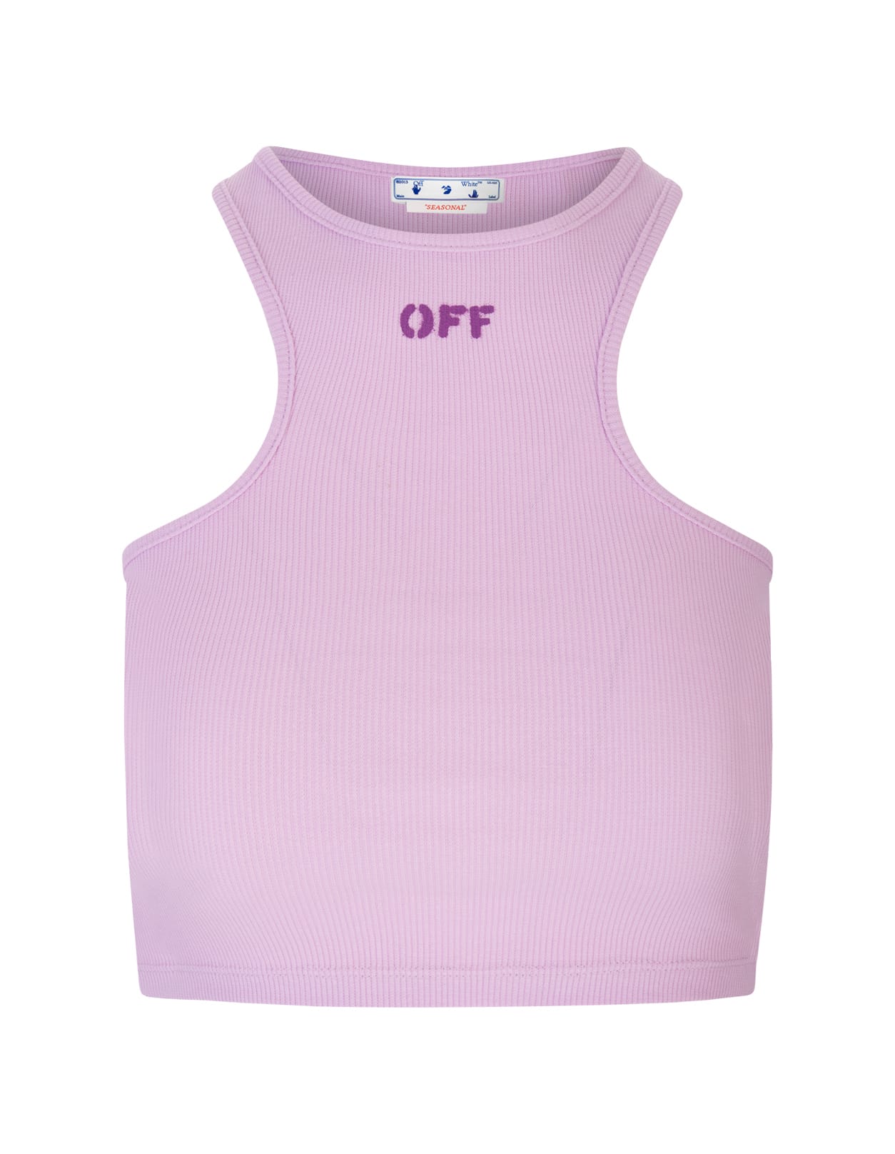 Off-White Woman Pink Off Stamp Ribbed Rowing Top