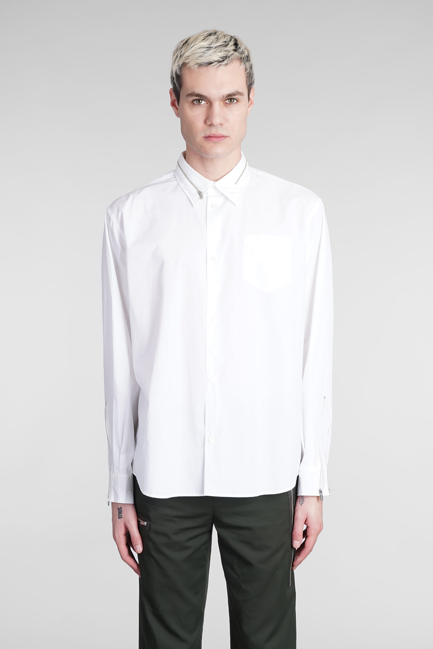 Undercover Zip-detailing Cotton Shirt In White
