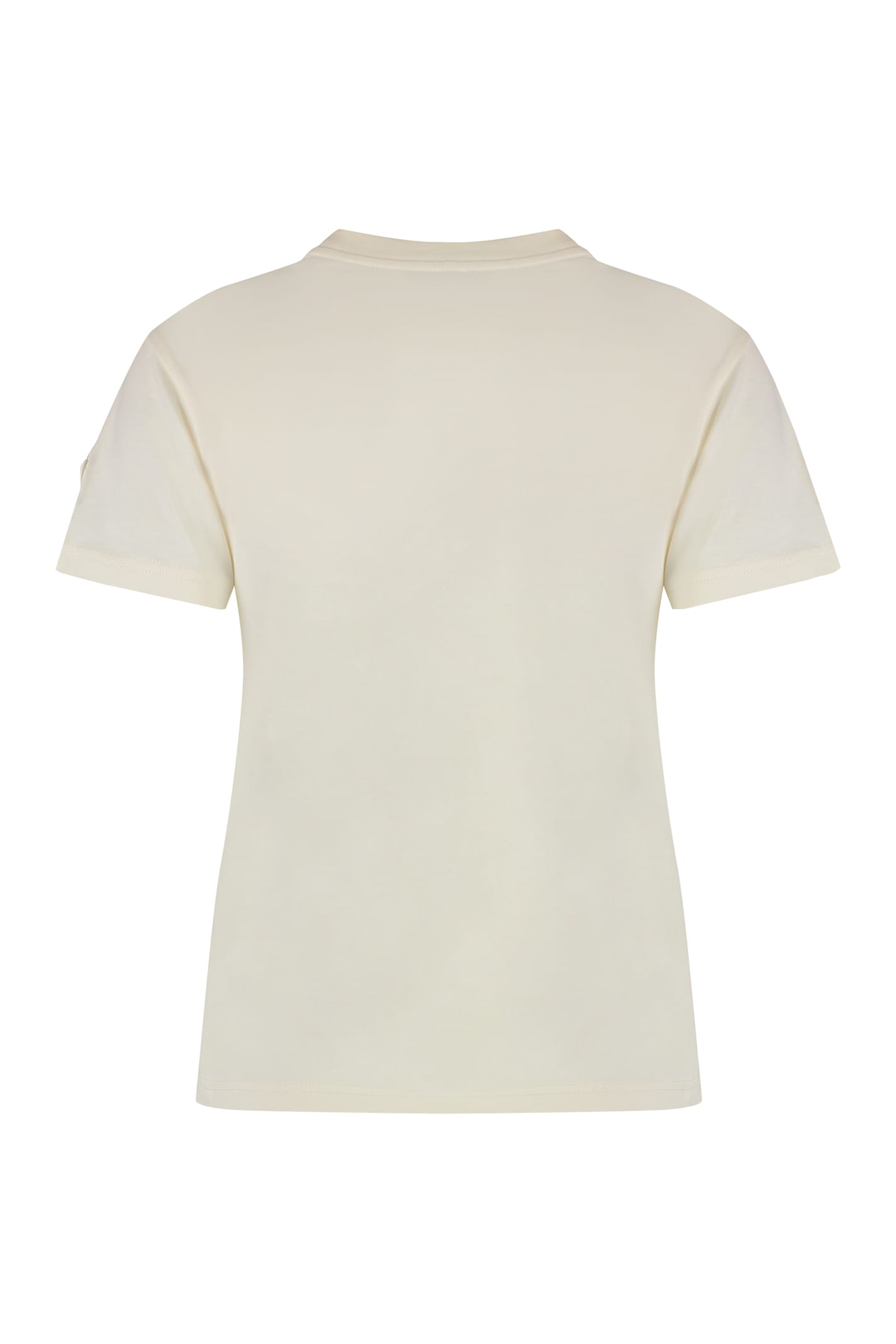 Shop Moncler Logo Cotton T-shirt In Ivory