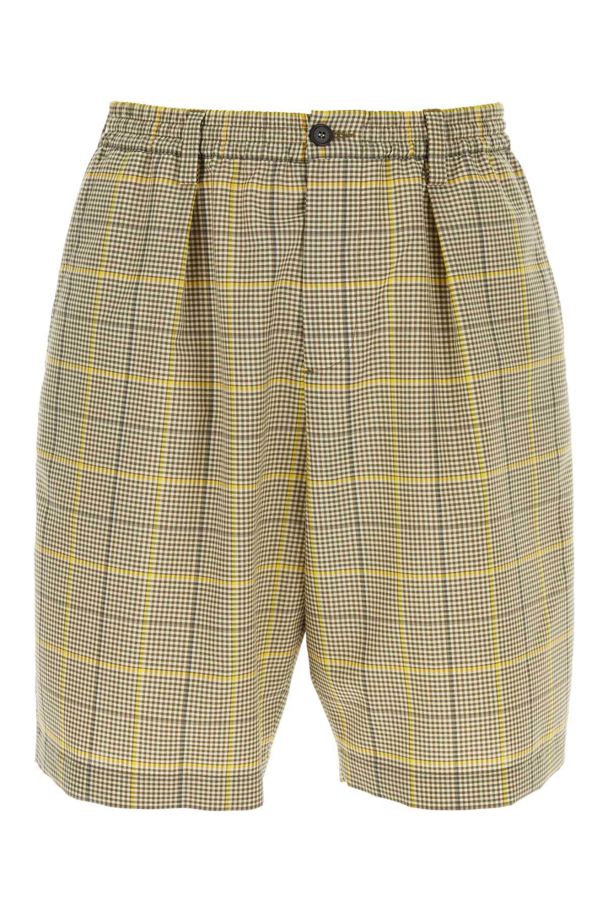 Printed Wool Blend Bermuda Shorts