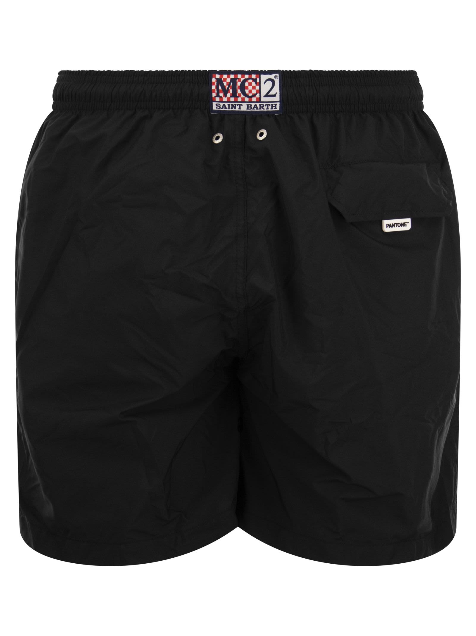 Shop Mc2 Saint Barth Beach Boxer Shorts In Lightweight Fabric In Black