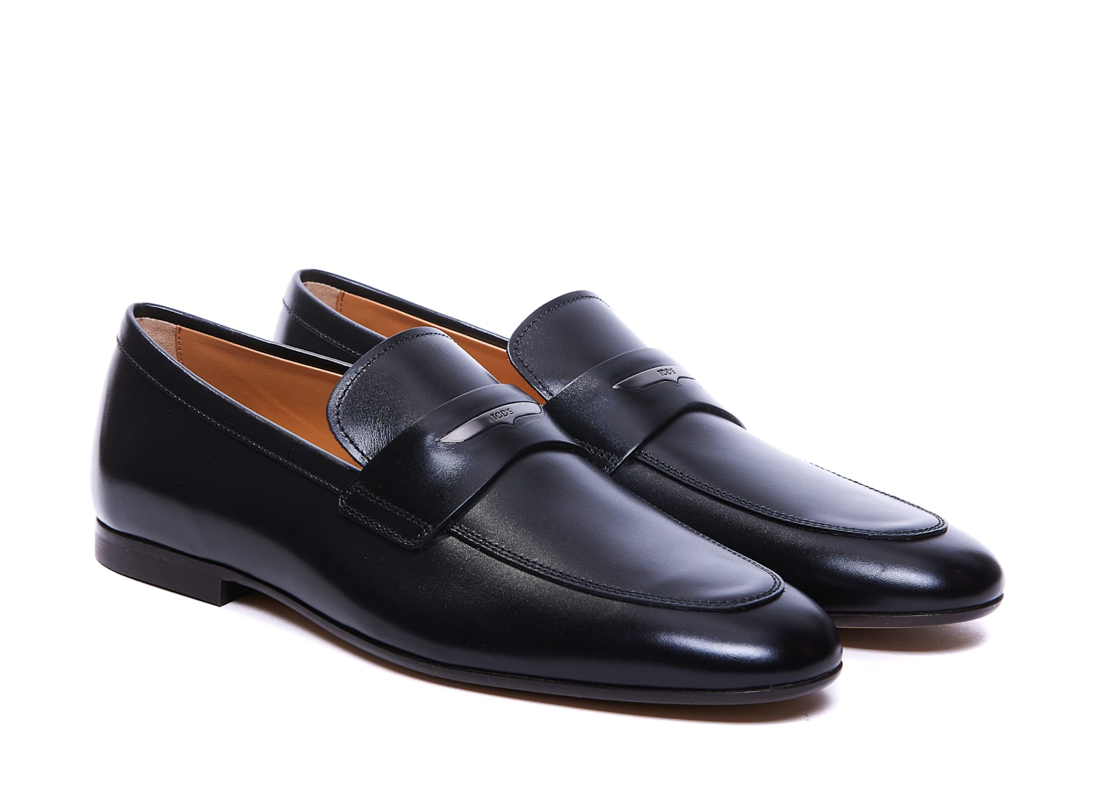 Tod's T Timeless Leather Loafers In Black