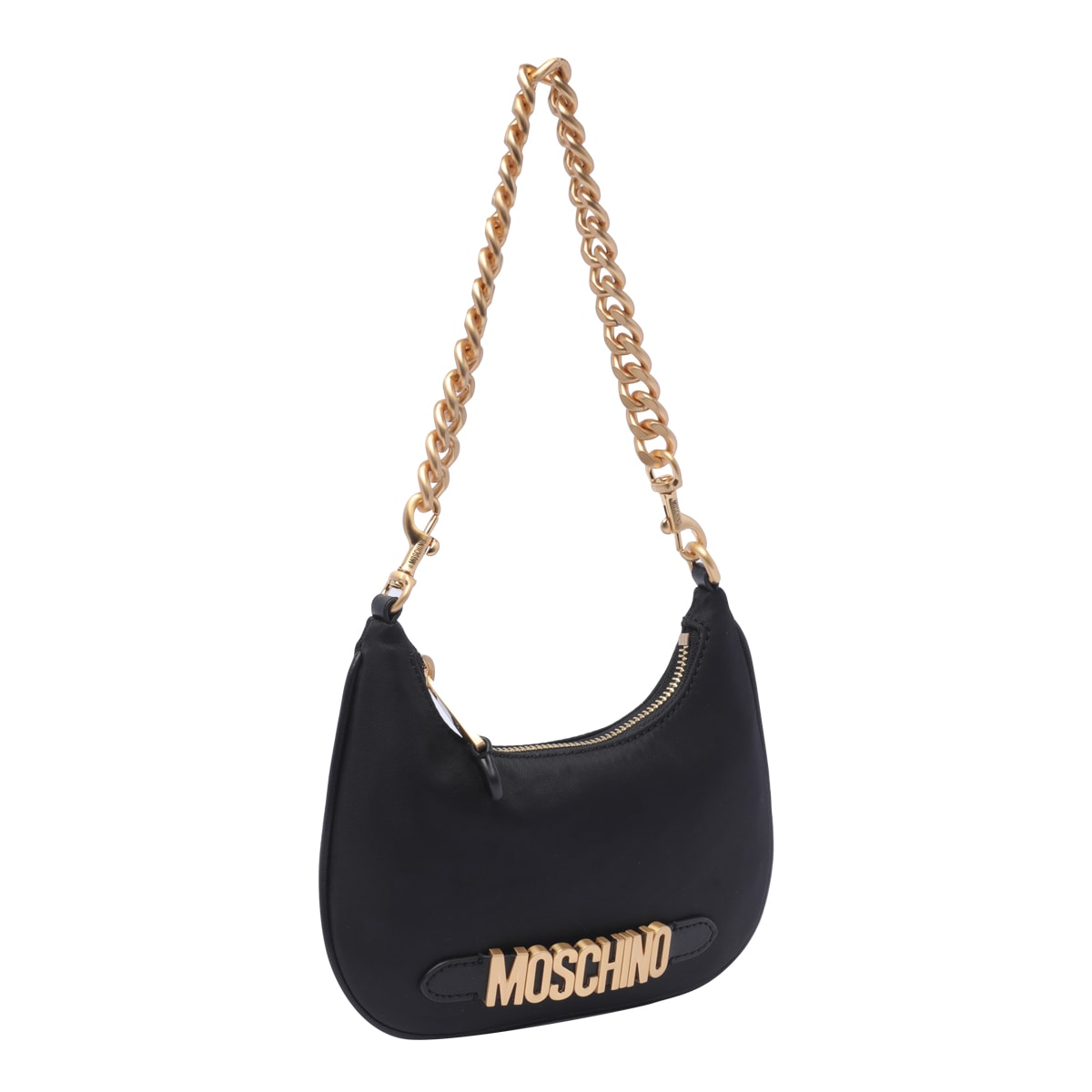 Shop Moschino Lettering Logo Shoulder Bag In Black