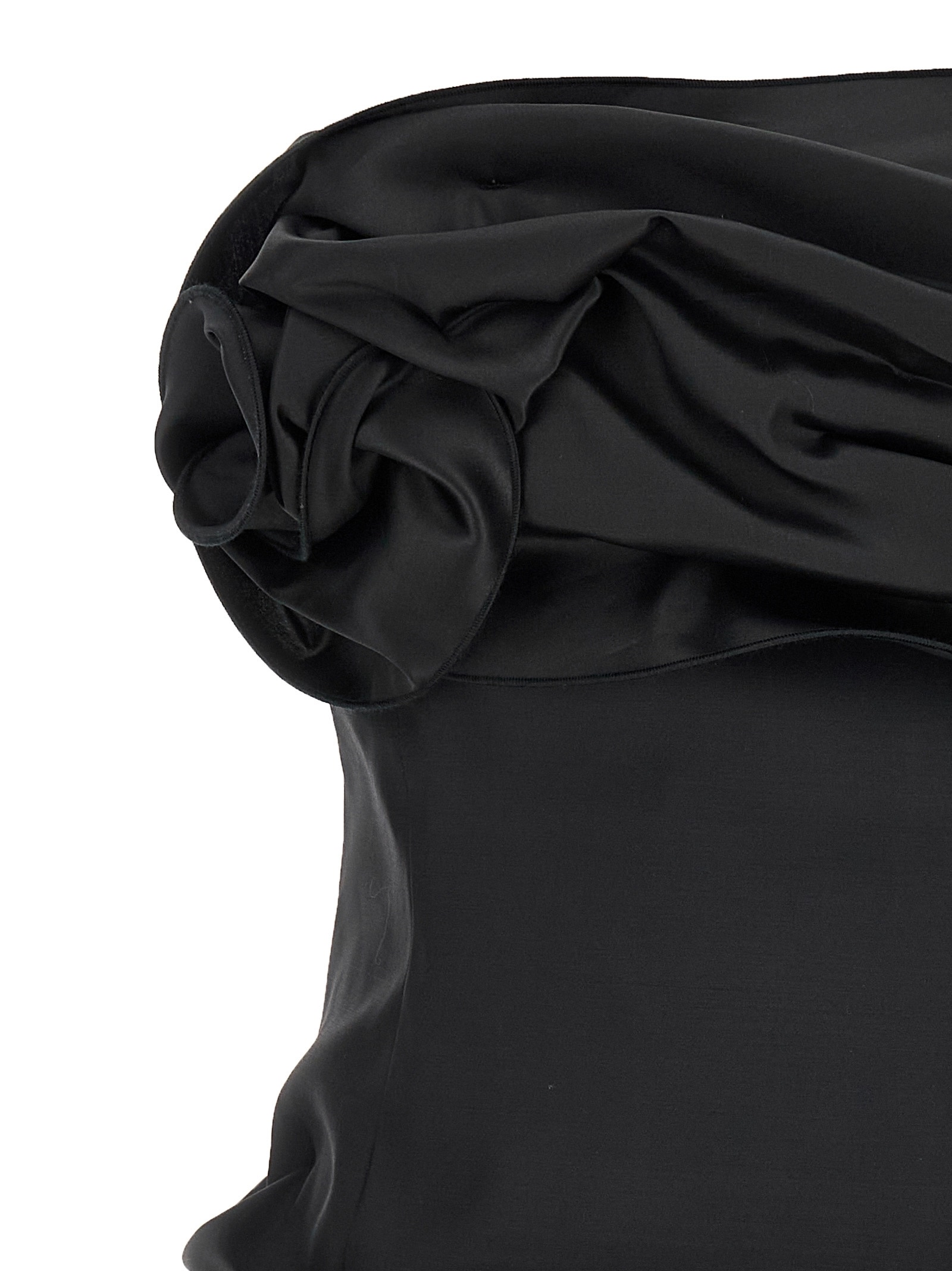 Magda Butrym Off-the-shoulder Black Mini Dress With Floral Accent In Black
