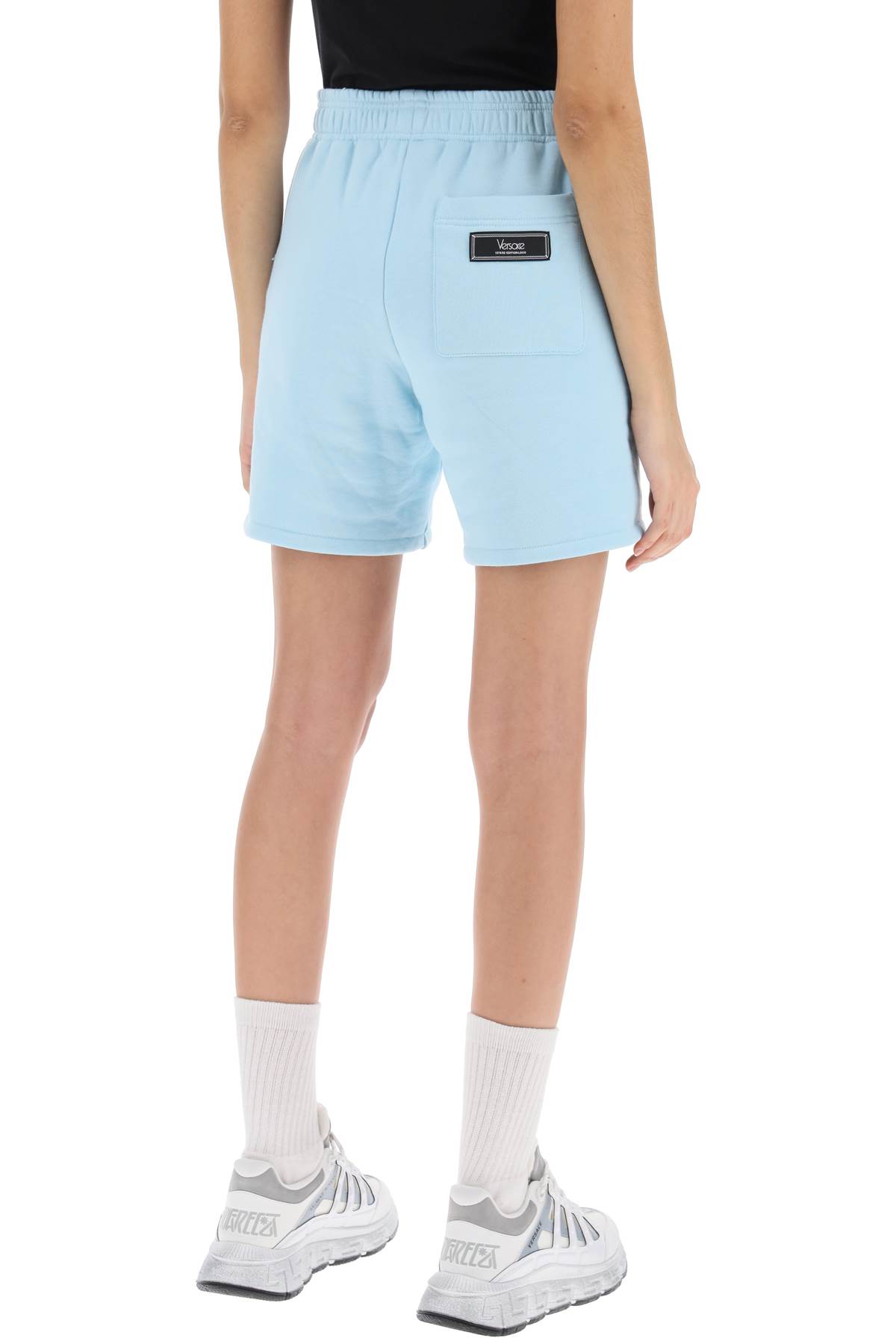 Versace 1978 Re-edition Brushed Jersey Shorts In Blue