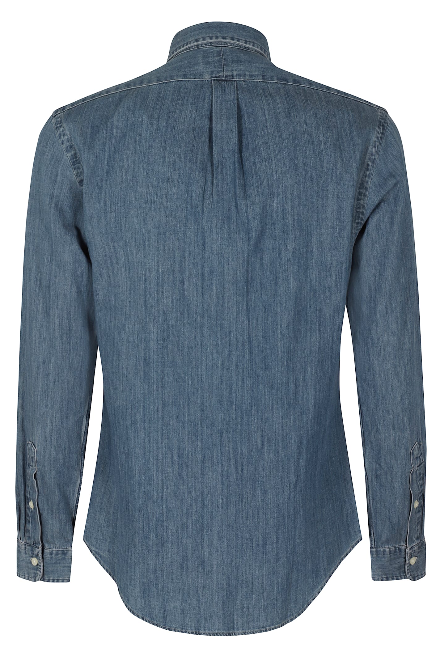 Polo Ralph Lauren Cotton Denim Sport Shirt With Mother-of-pearl Buttons In Blue