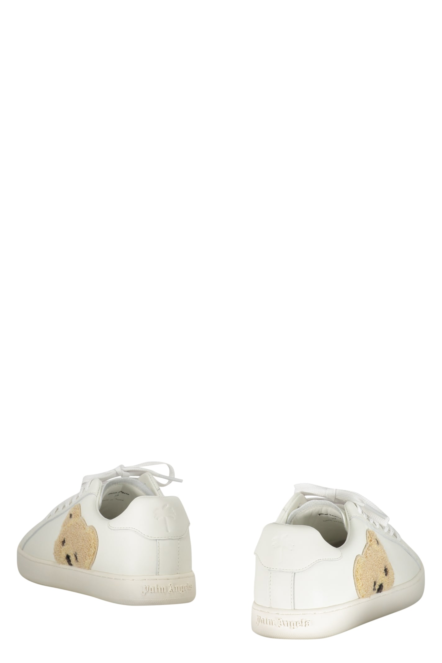 Shop Palm Angels New Teddy Bear Leather Low-top Sneakers In White