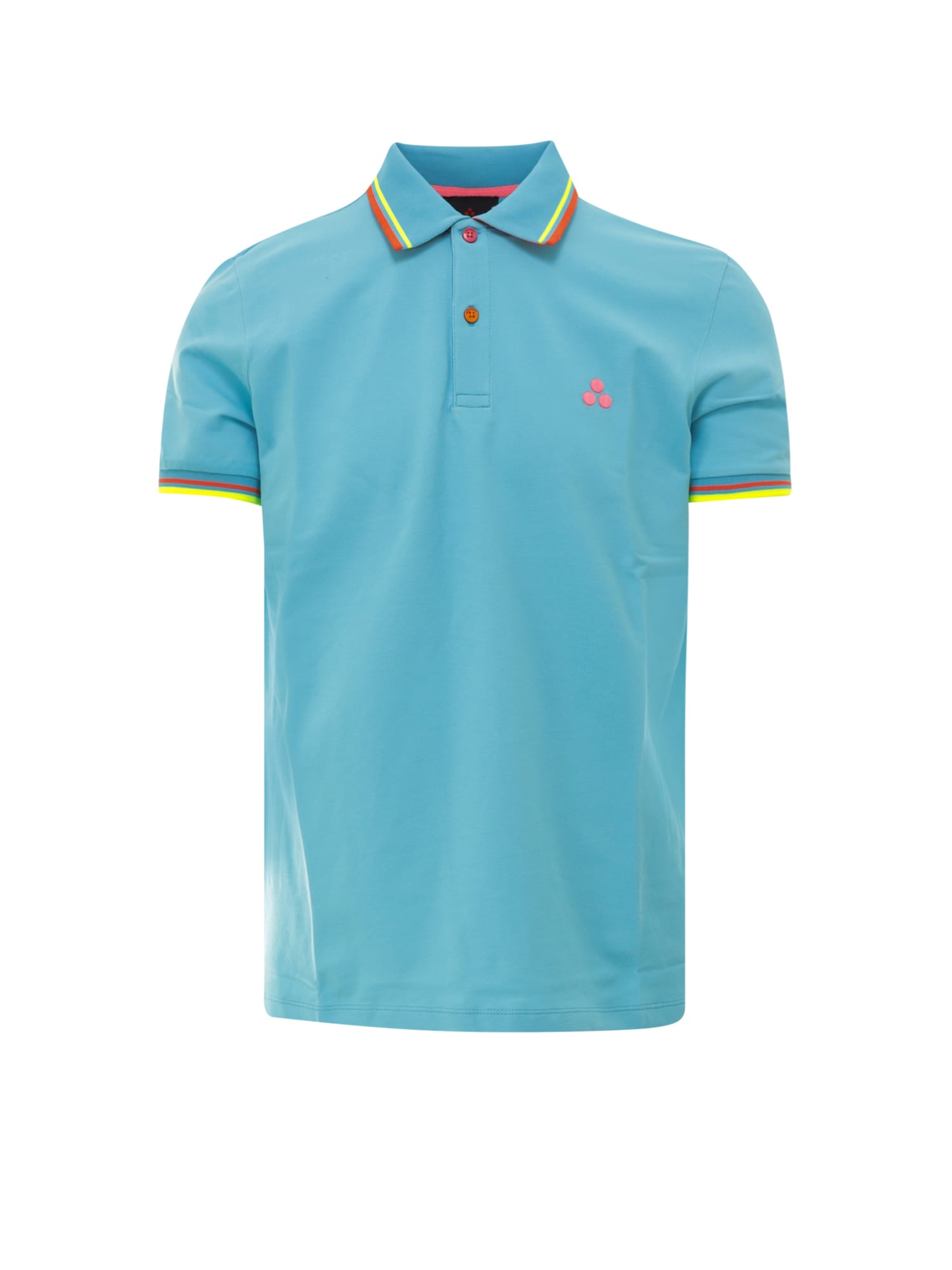 Peuterey Cotton Polo Shirt In Light Blue In Blue