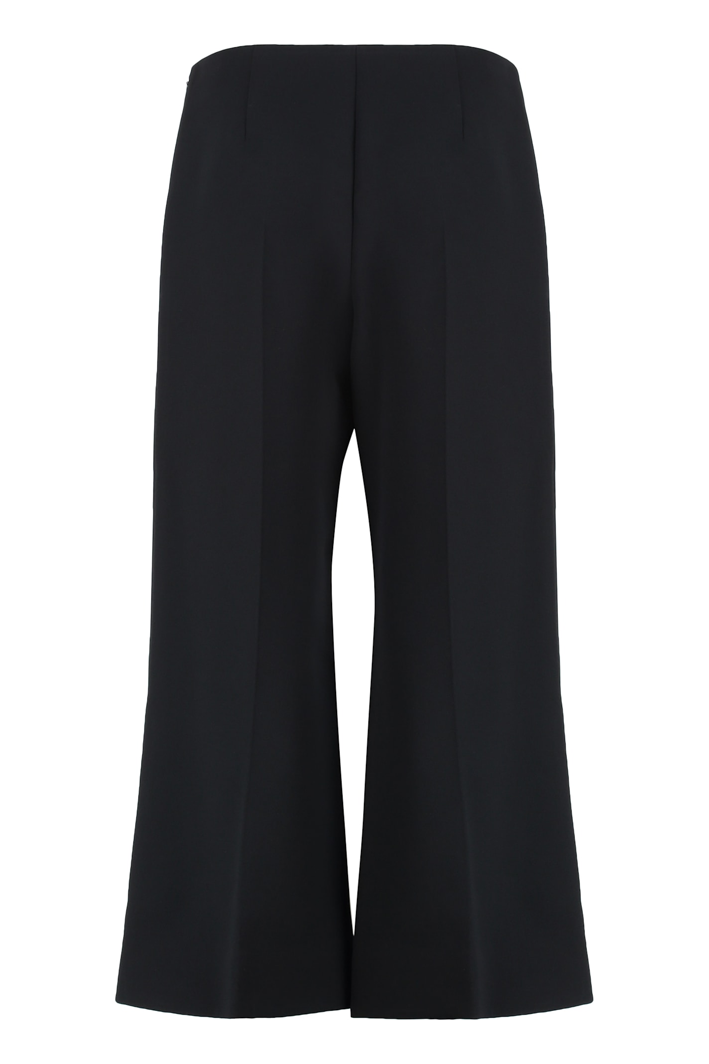 Khaite Walter Double Face Crepe Kick Flare Crop Pants In Black