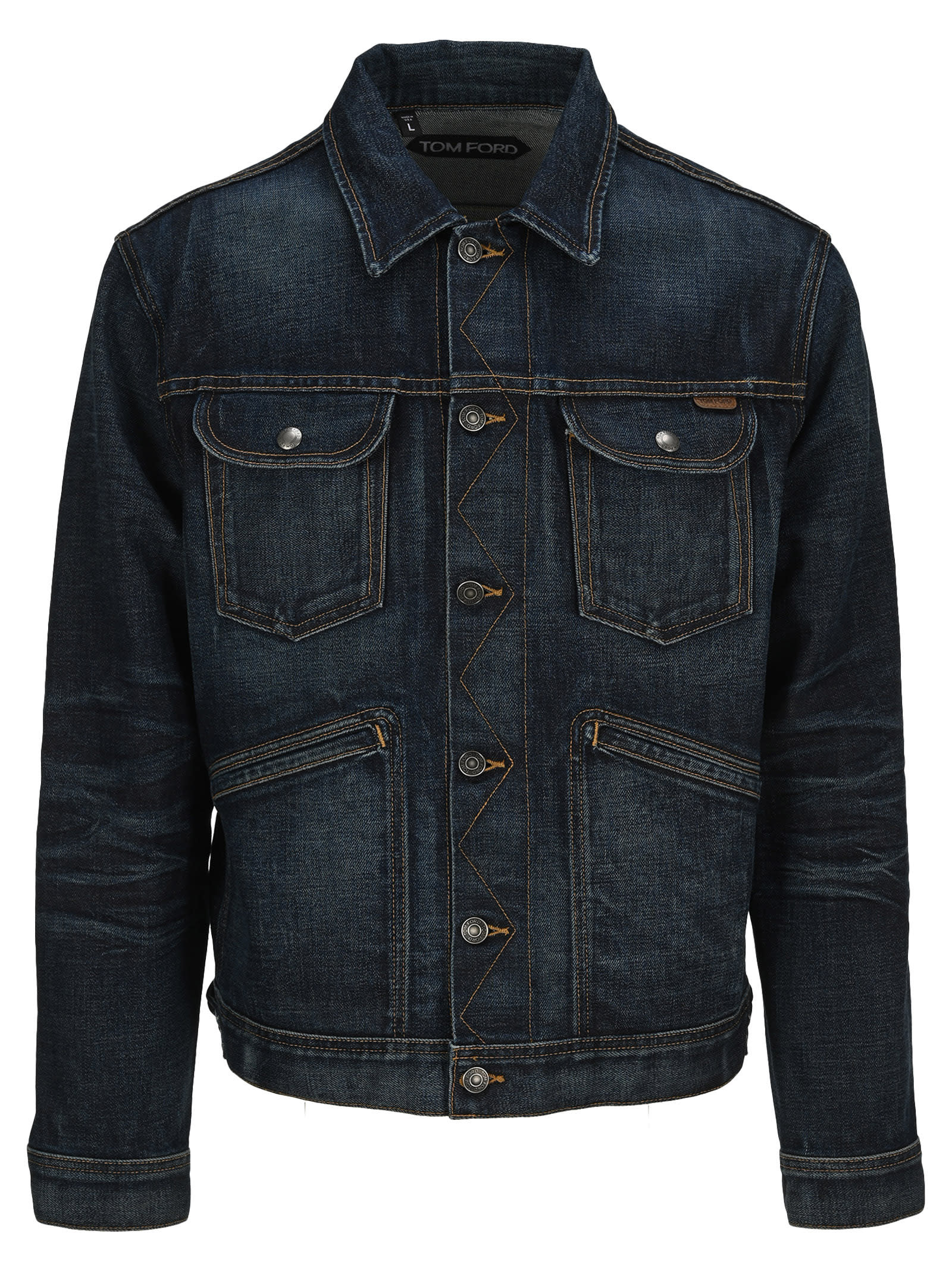 Tom Ford Long-sleeve Denim Jacket In Mid Blue
