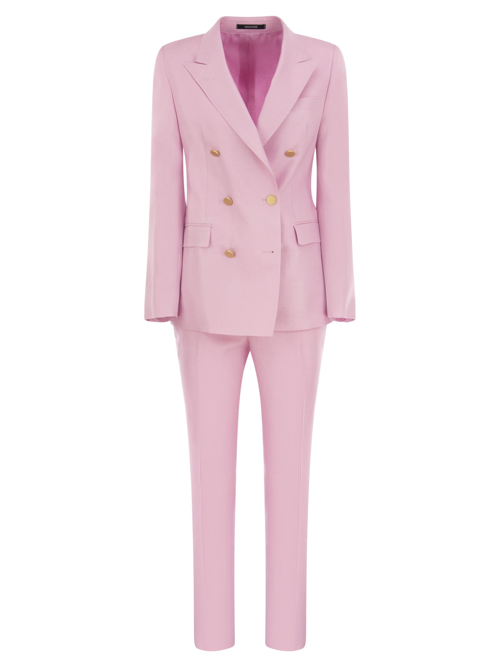 Shop Tagliatore Linen Suit In Pink