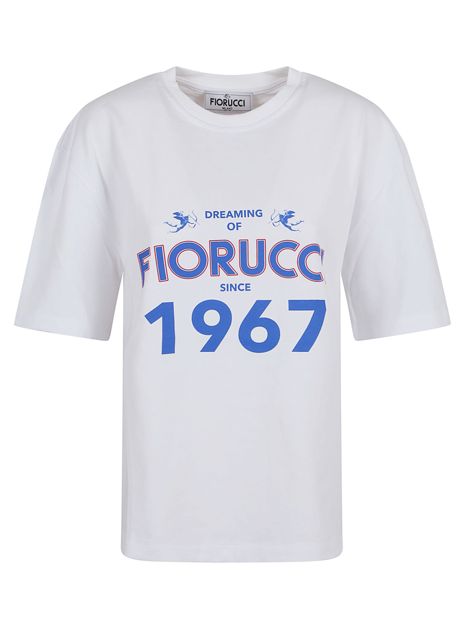 Fiorucci Women`s White Dreaming 1967 Print Boxy Fit T-shirt
