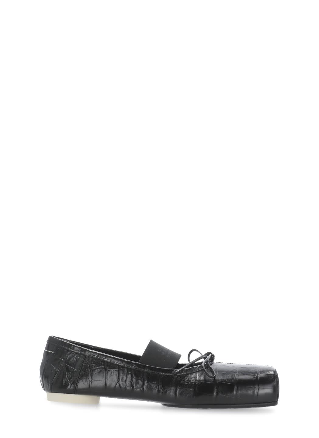 Mm6 Maison Margiela Crocodile-effect Leather Ballerina In Black