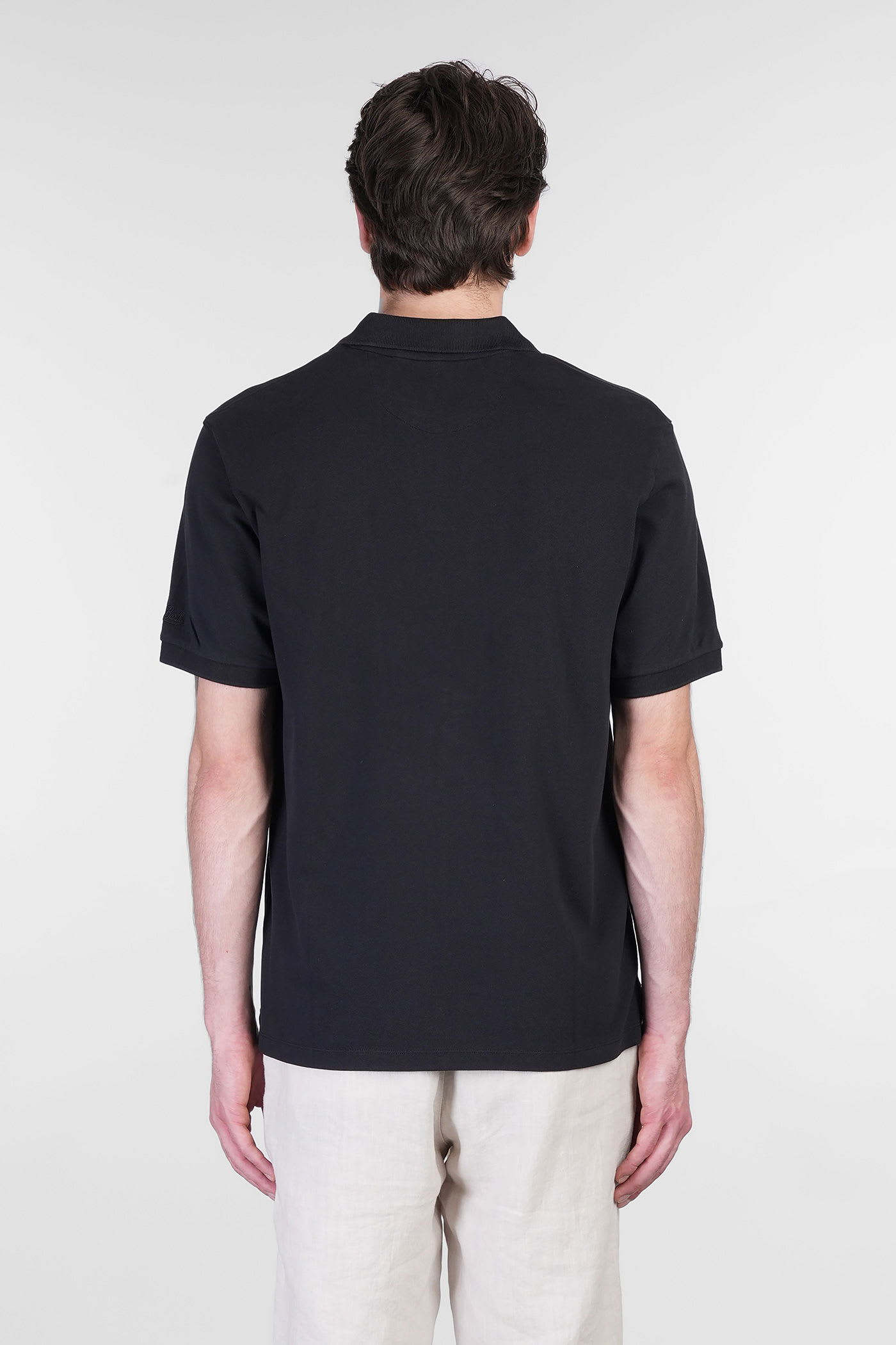 Mc2 Saint Barth Charles Polo In Black Cotton In Black