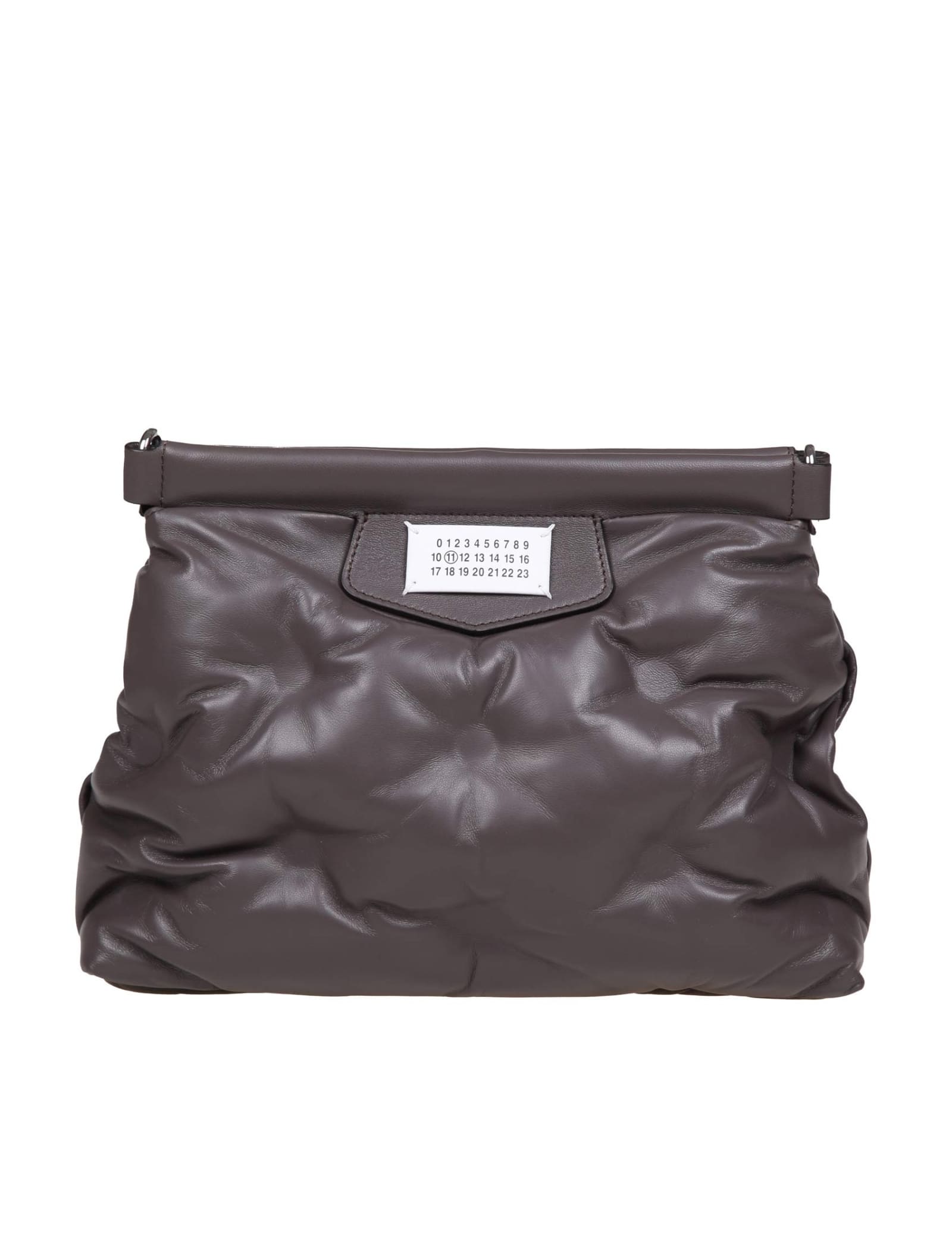 Shop Maison Margiela Shoulder Bag In Matelasse Leather Color Brown In Elephant