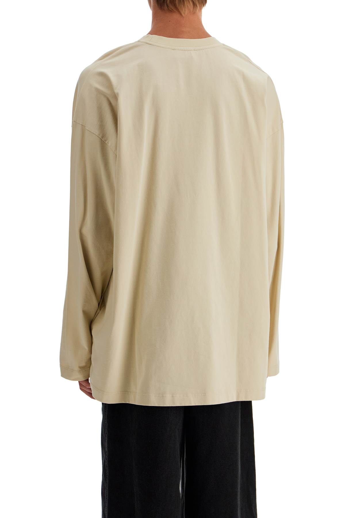 Shop Off-white Long Sleeve Oversized T-shirt For In Brown Rice - Black (beige)