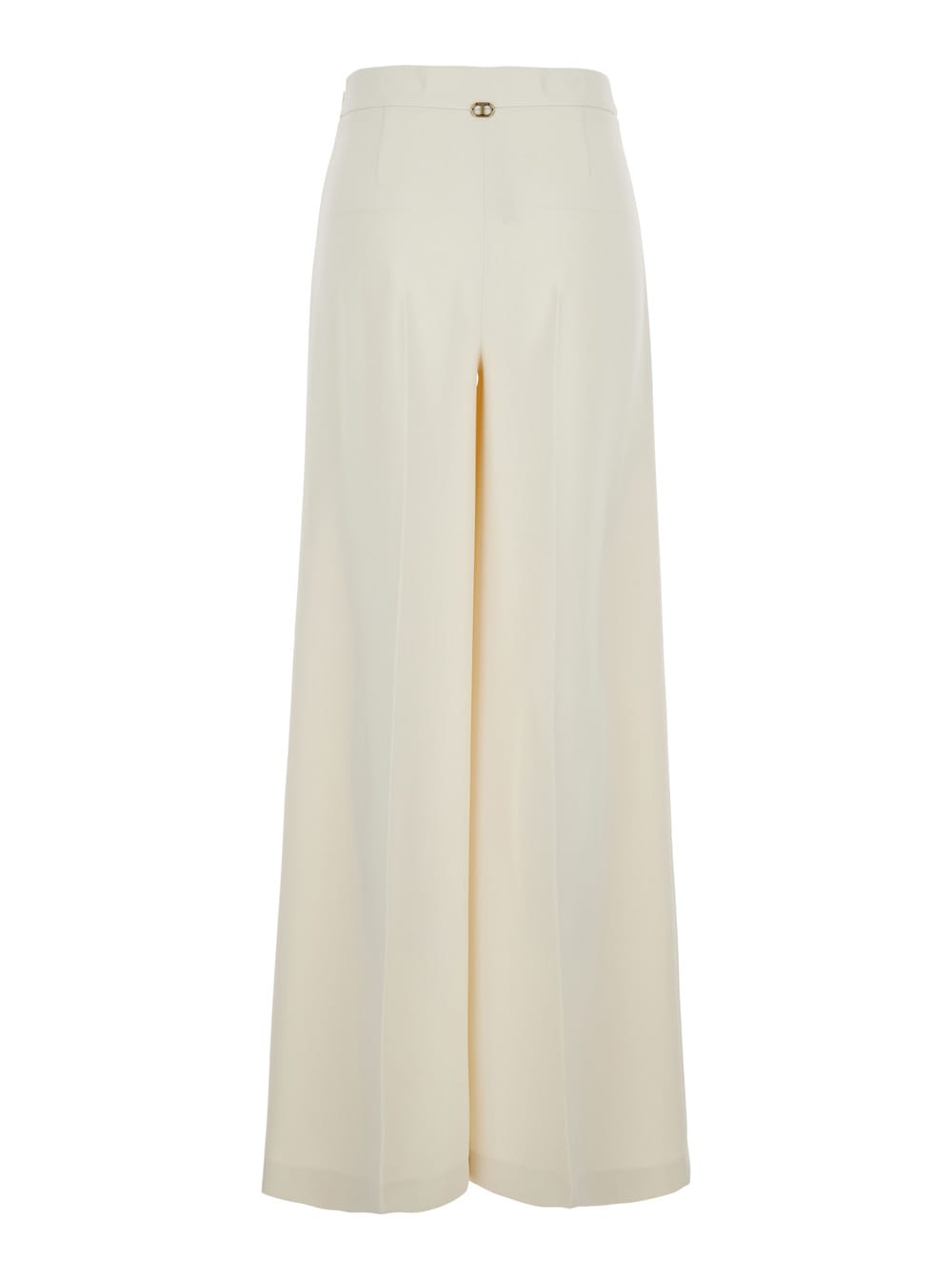 TWINSET BEIGE PANTS WITH LOGO PENDANT AND SIDE ZIP CLOSURE IN TECH FABRIC WOMAN