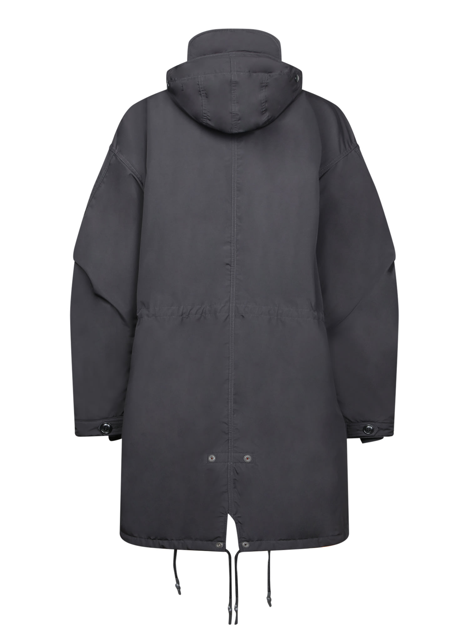 Junya Watanabe Ribbed Cuff Drawstring Coat In Black